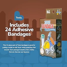 BioSwiss Bandages, Tools Shaped Self Adhesive Bandage Set, Latex Free, Sterile Wound Care, 24 Count