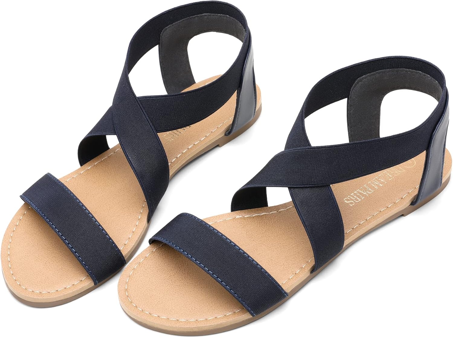 DREAM PAIRS Women's Elastic Ankle Strap Flat Sandals Summer Dressy Shoes Cute Strappy Gladiator Sandals - Image 4