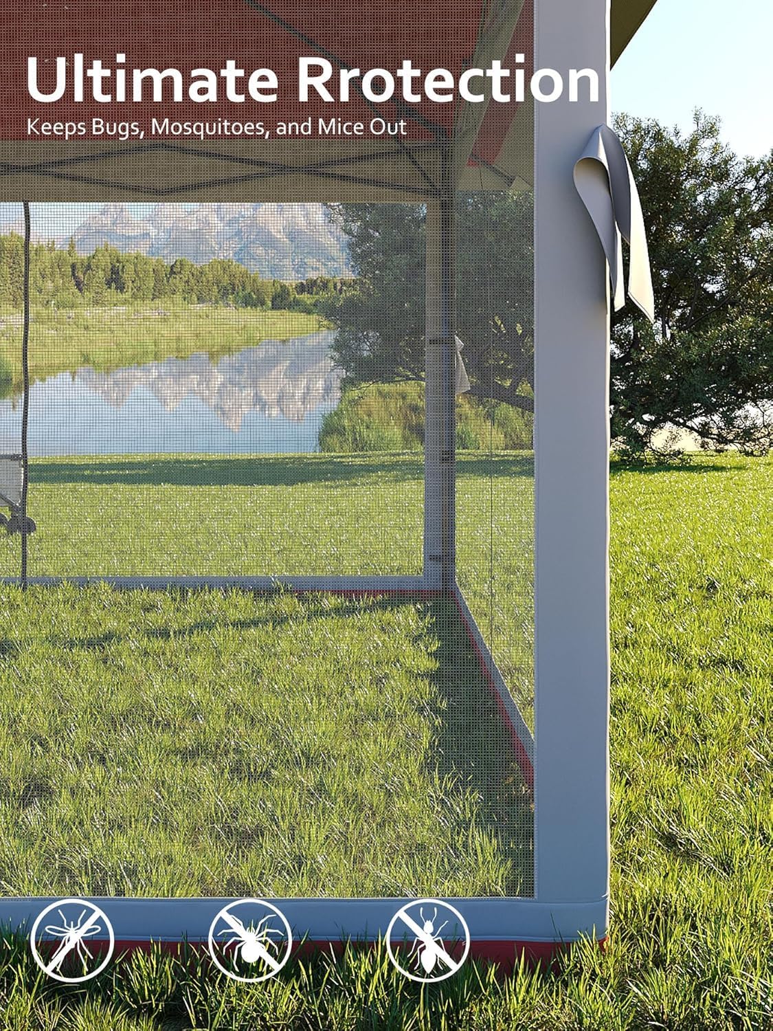 Garvee 13x13 Pop Up Gazebo,Canopy Tent with Mosquito Netting,Outdoor Patio Gazebo,Backyard Tent for Party,Wedding,Outdoor Dining(Red+Light Grey)
