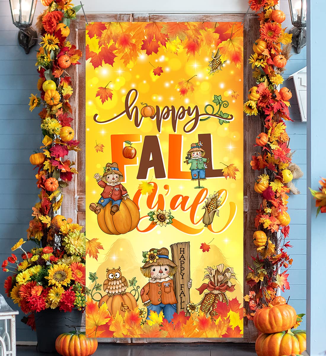 Amazon.com: Fall Porch Decorations-Scarecrow Happy Fall Door Cover