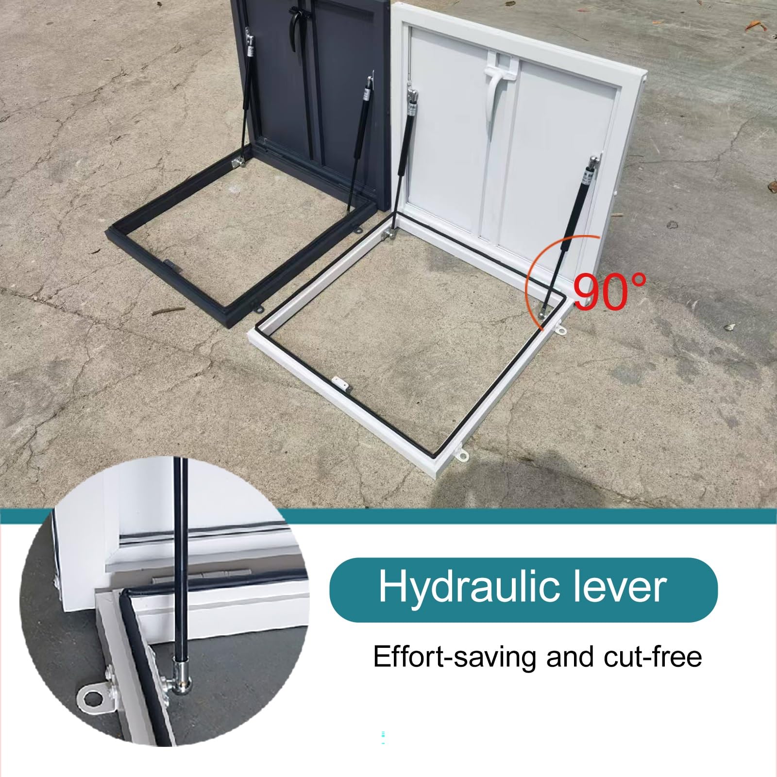 Claraboya Techo Tapa Metálica para Trampilla de Ático con Pestillo, impermeable, antirrobo, tragaluz, trampilla de techo, Tapa de Acceso de Emergencia(White,75 * 75cm/29.5 * 29.5in)