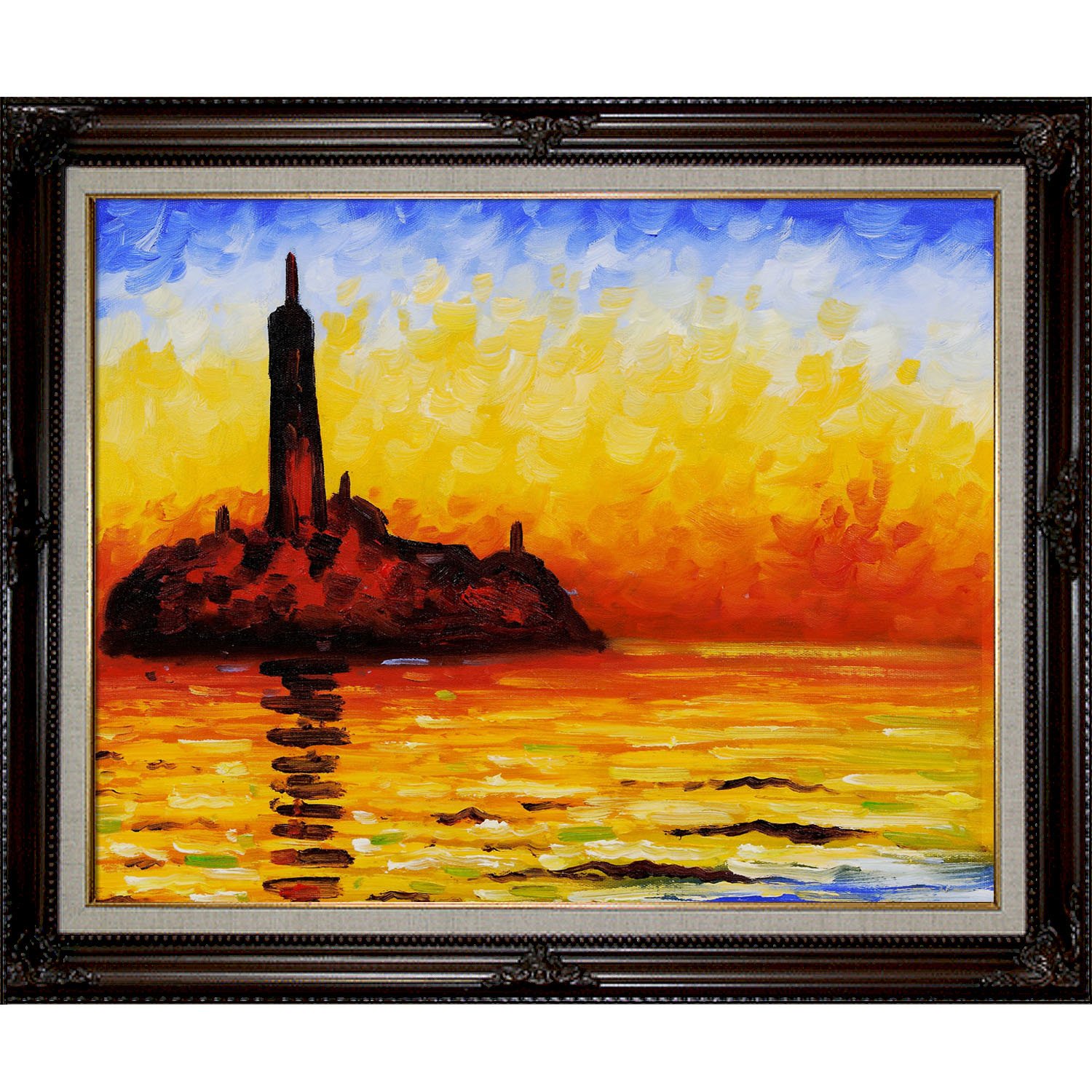 OverstockArt Gemälde 'San Giorgio Maggiore By Twilight' – Handgemaltes Ölgemälde, Gerahmt, 15 X 13 Zoll, Silberrahmen