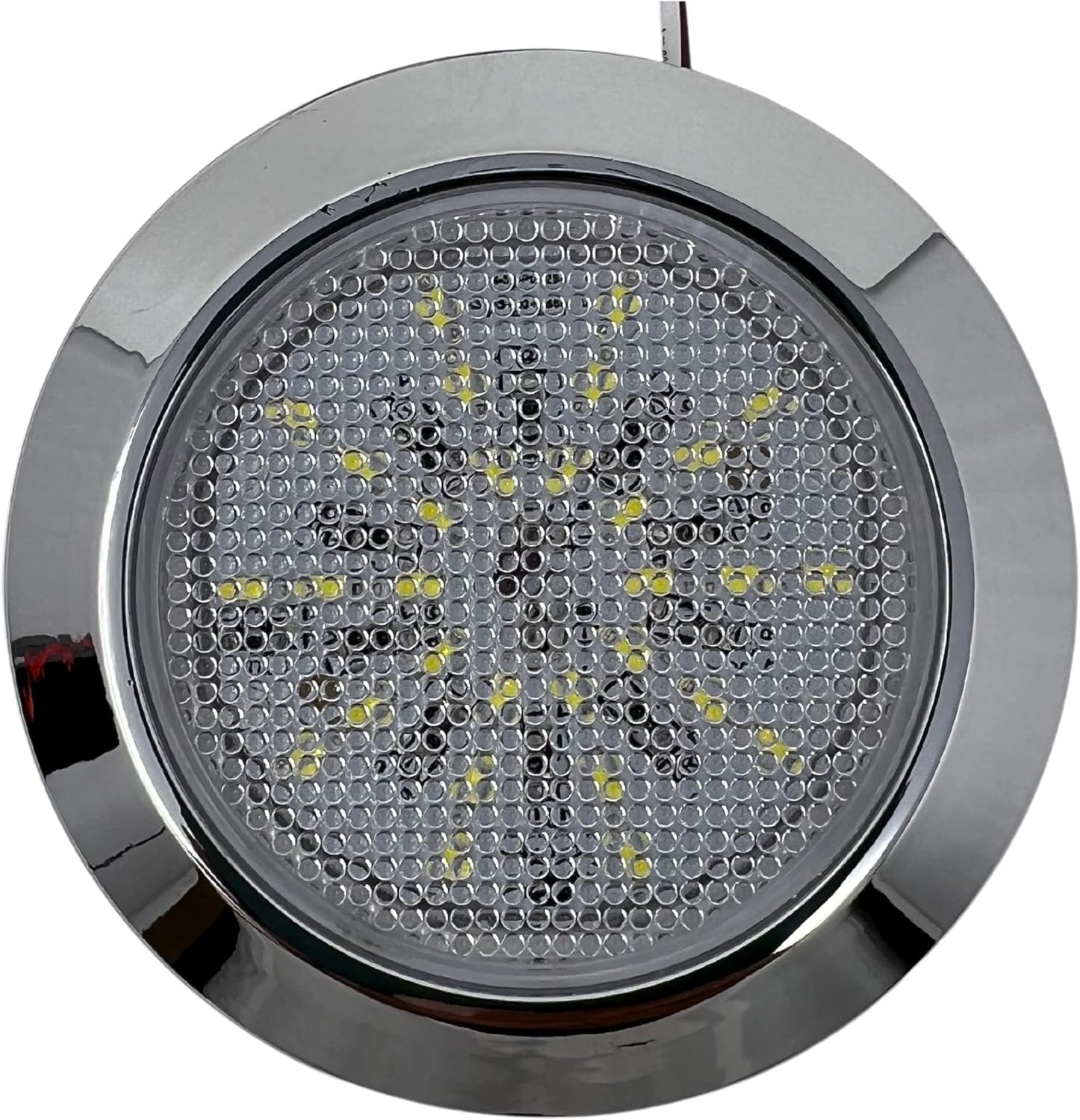 4 Pack- Universal Interior Light Round 30 LED Reading Light Ceiling Dome Roof Car Truck Boat Chrome Bezel Housing- 2.7" Diameter Super Bright! White LED's