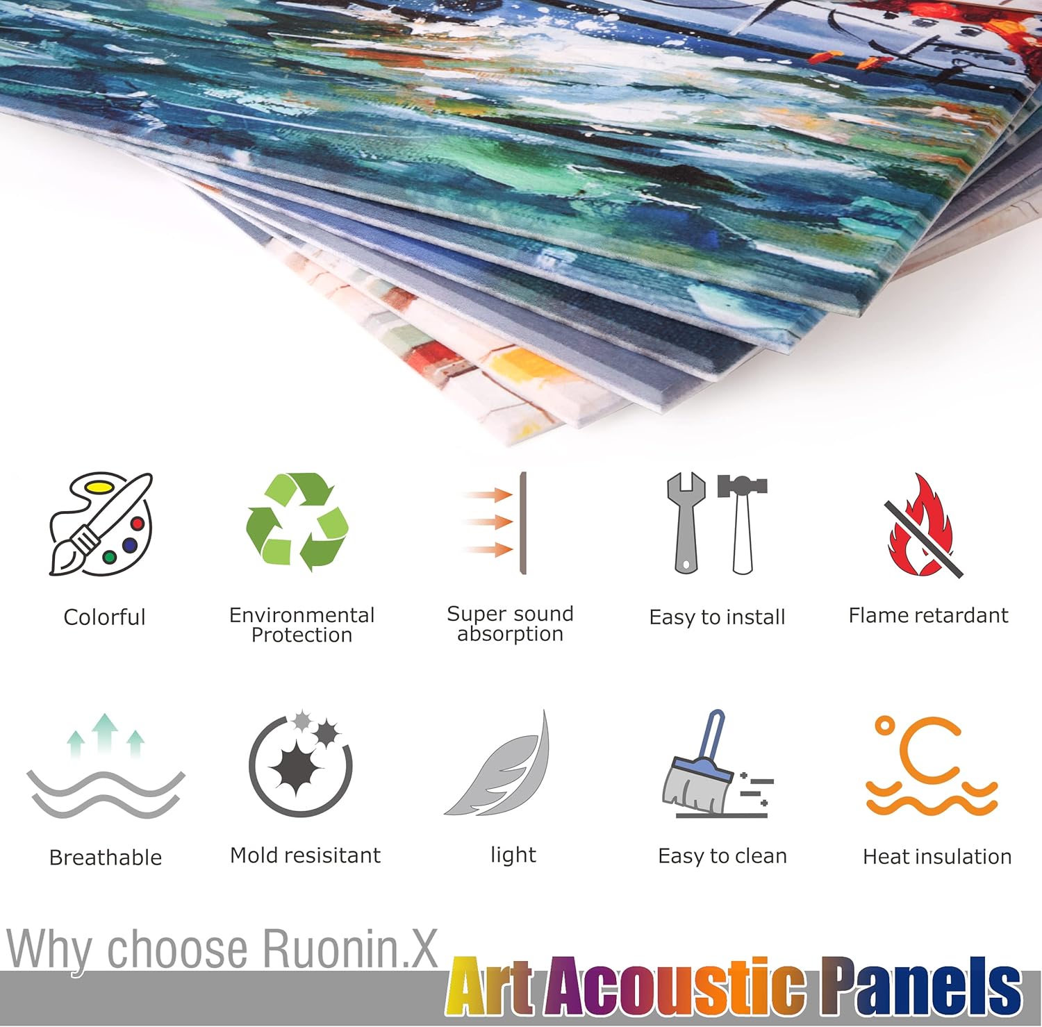 Ruonin.X 72"x48" inch Decorative Art Acoustic wall panels,Better Acoustic Treatment than foam, High-quality Sound Absorbing and Soundproof wall panels suitable for studios and homes—RACing Sail