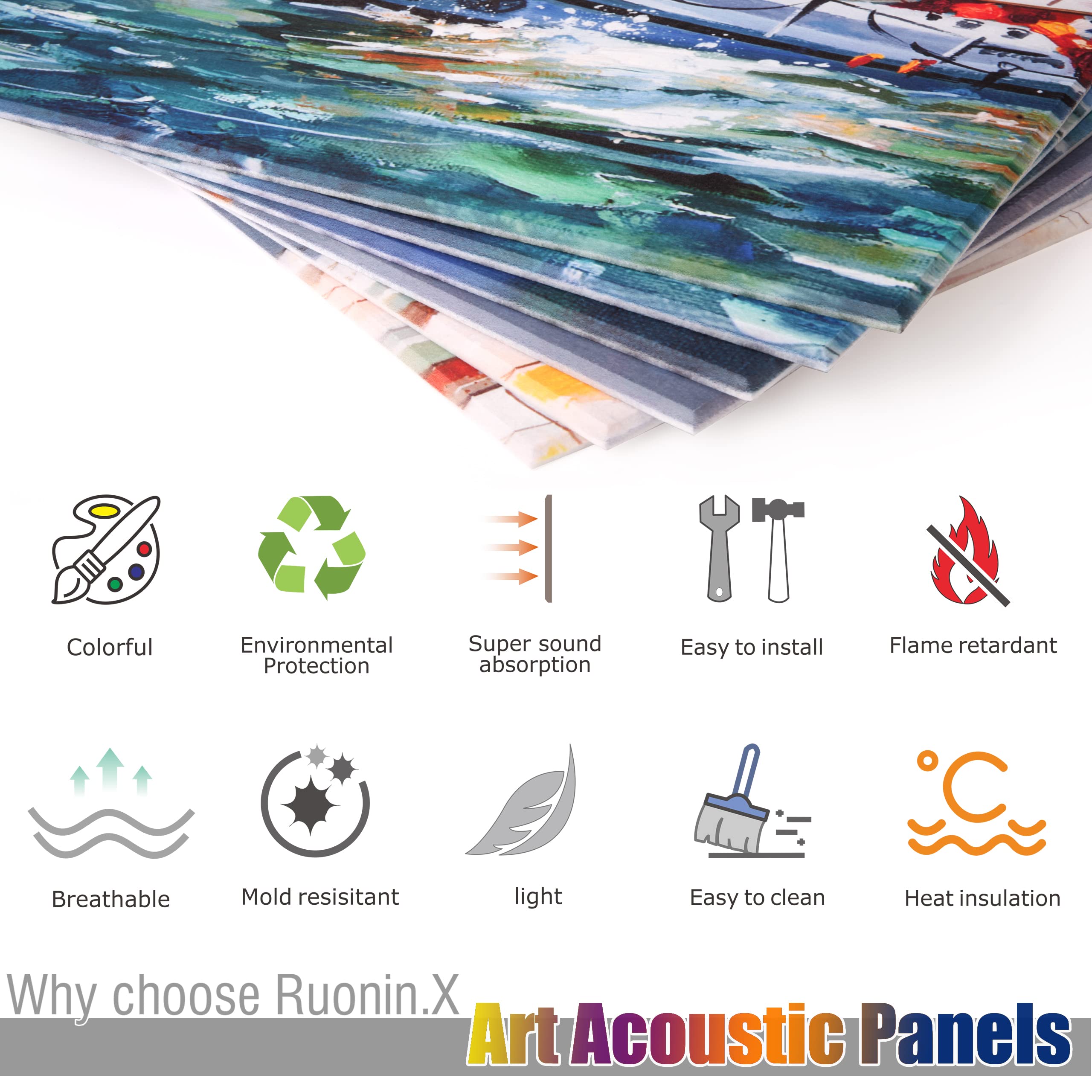 Ruonin.X 72"x48" inch Decorative Art Acoustic wall panels,Better Acoustic Treatment than foam, High-quality Sound Absorbing and Soundproof wall panels suitable for studios and homes--RACing Sail - Image 5