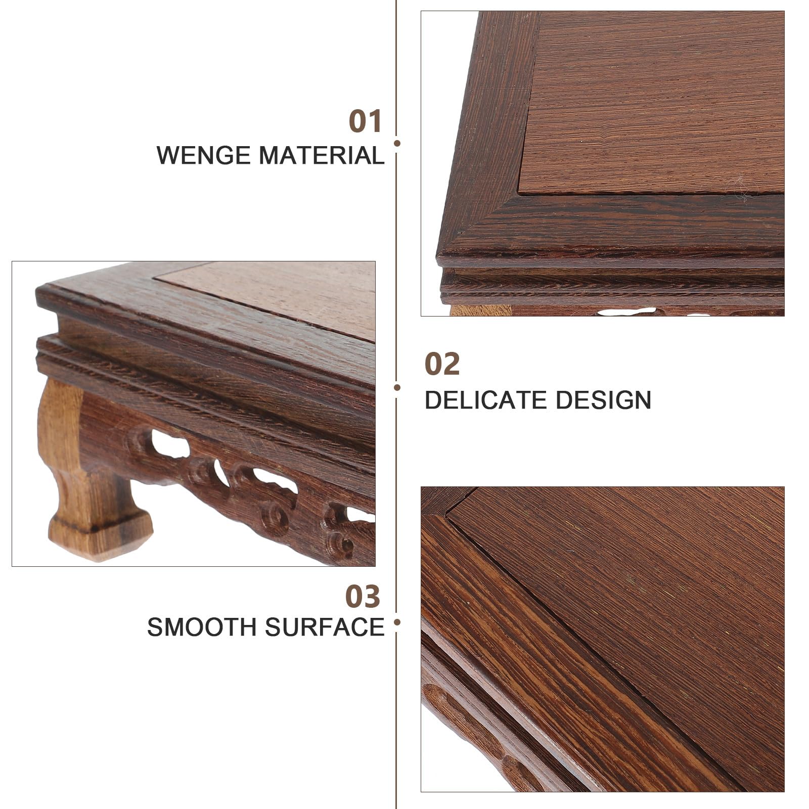 Base Espositiva in Legno Wengé Artigianale, Porta Teiera e Portaoggetti Decorativo, Piedistallo Antico per Ufficio e Casa