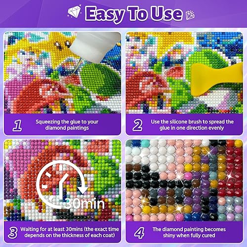 Miniatura 2 de QUITEDEW Paquete de 2 accesorios de pintura de diamantes, kits de pintura de diamante para adultos, pegamento sellador para arte de diamantes efecto