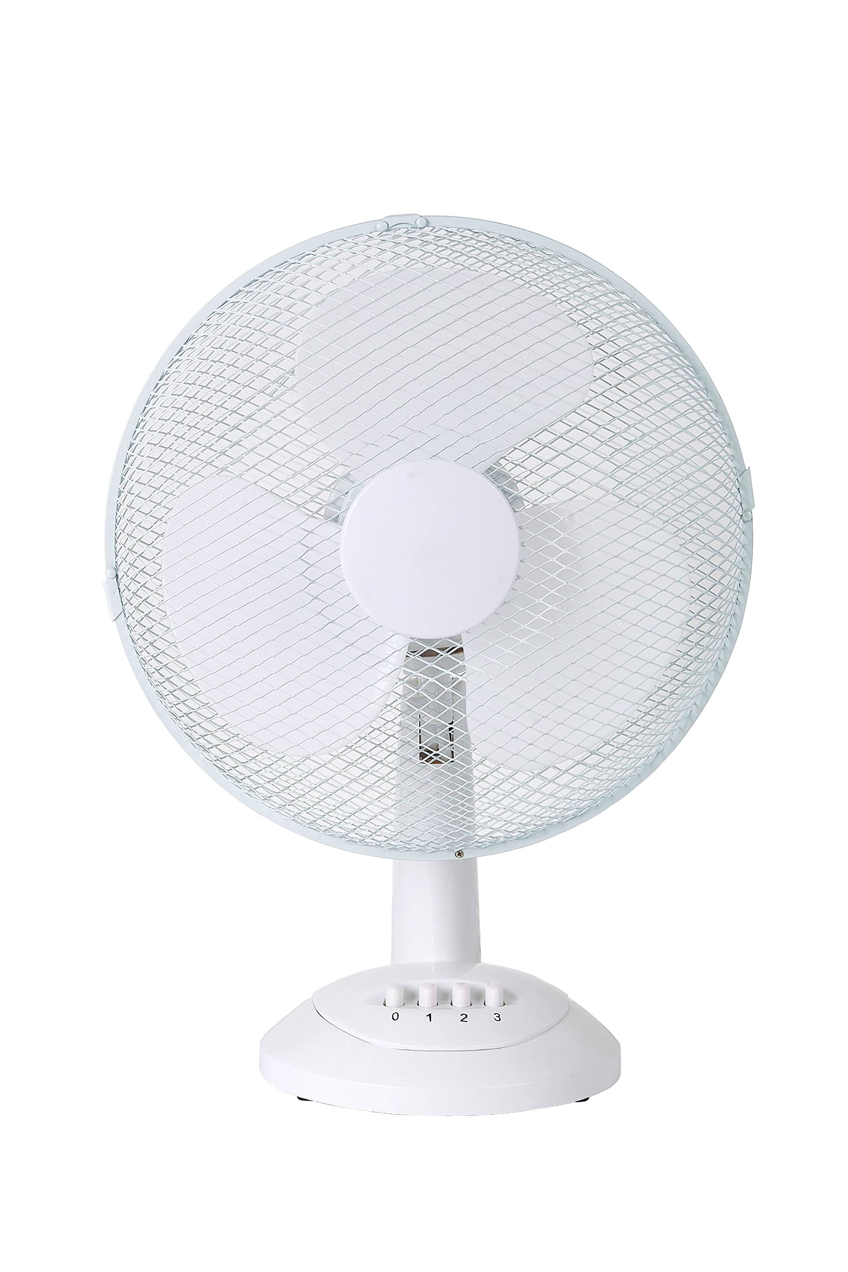 Table Fan – Desktop Cooling Blower 12" - 3 Blades, 3 Speed Button Control, Protective Grill Cover - Adjustable Tilt and Airflow Angle, Sturdy Base - Home and Office Appliances