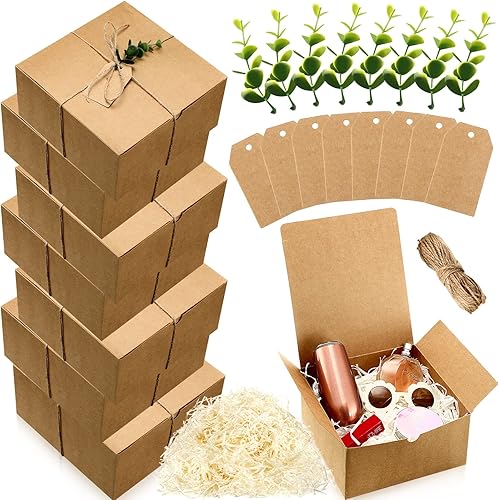 Miniatura 10 de Crtiin Juego de 8 cajas de regalo de 8 x 8 x 4 pulgadas, papel verde, propuesta de dama de honor, caja de regalo con tapas para regalos, bodas