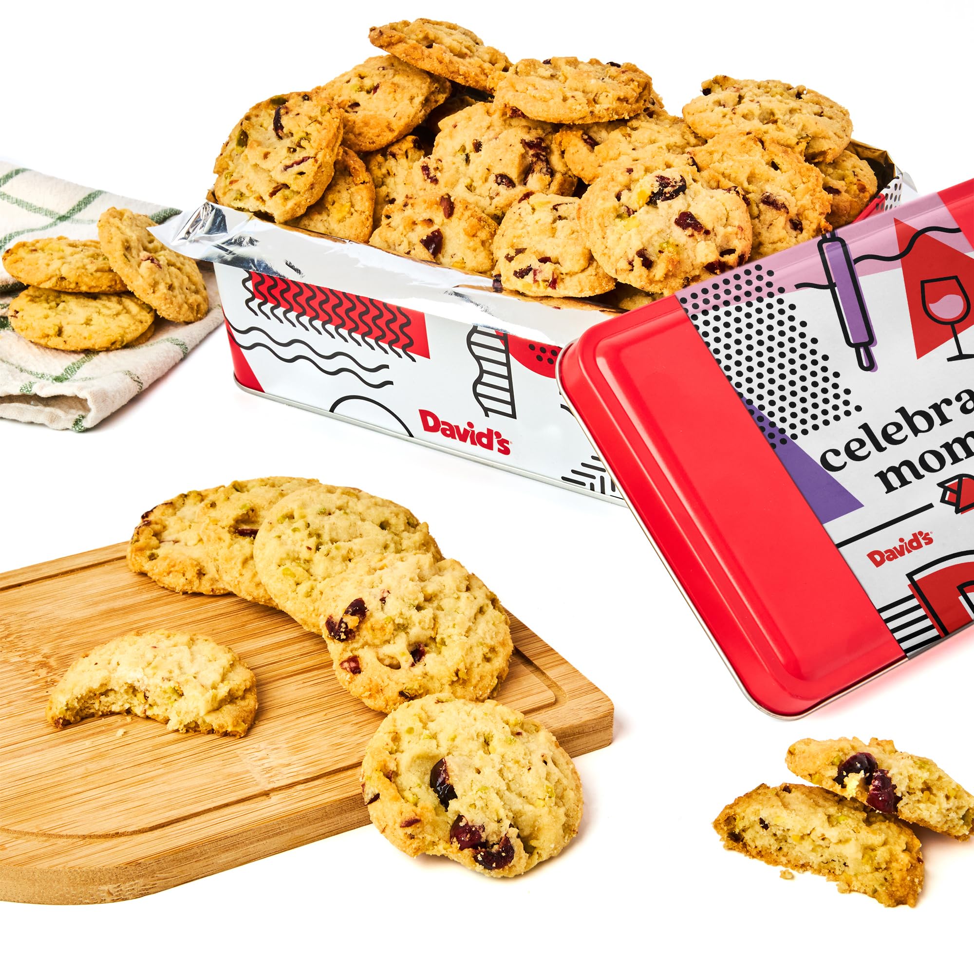 David's Cookies Celebrate Moms Cranberry-Pistazien-Beksdose – unwiderstehliche Crunch, Snacks und Bäckerei-Leckereien – ideal für Snacks und als Geschenk – Gourmet-Muttertagsgeschenk, 264 ml