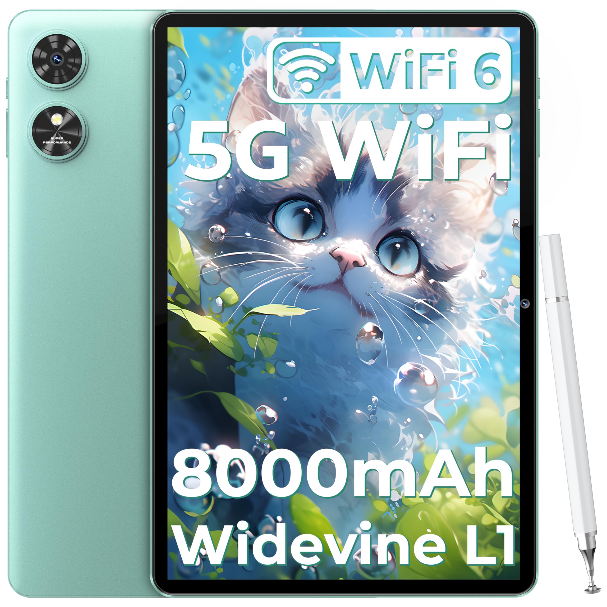 OUKITEL OT6 Tablet -10.1 Pollici 8000mAh 16GB RAM+64GB ROM/TF 1TB Tablet Android 14, Tablet in Offerta Bluetooth 5.0/WiFi 6/1280 * 800/Widevine L1/Presa da 3,5 mm