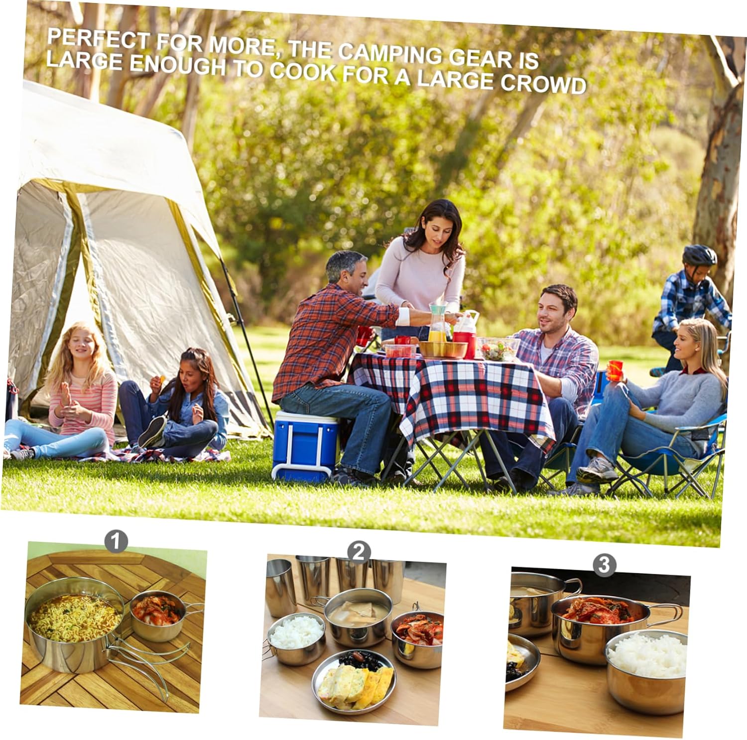 8pcs Portable Camping Pot Set Cookware Set for Outdoor Cooking Stove Top Picnic and Camping Supplies Quick Heat Design