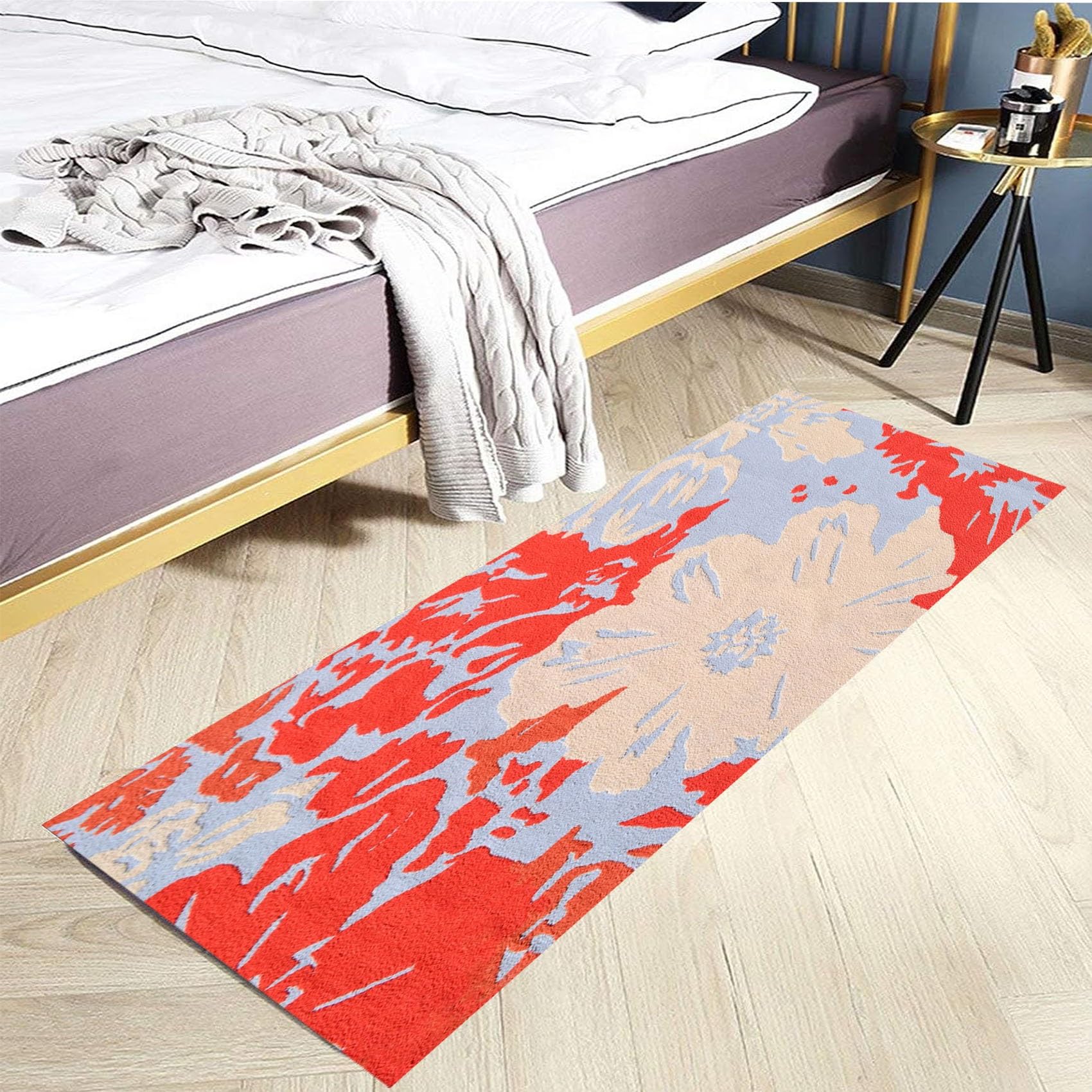 Passatoia Zerbino Tappeto 50 x 350 cm Lavabile Antiscivolo, Anti Fatica Tappeto Cucina con Fondo Antiscivolo per Corridoio e Ingresso Interno, Rosso