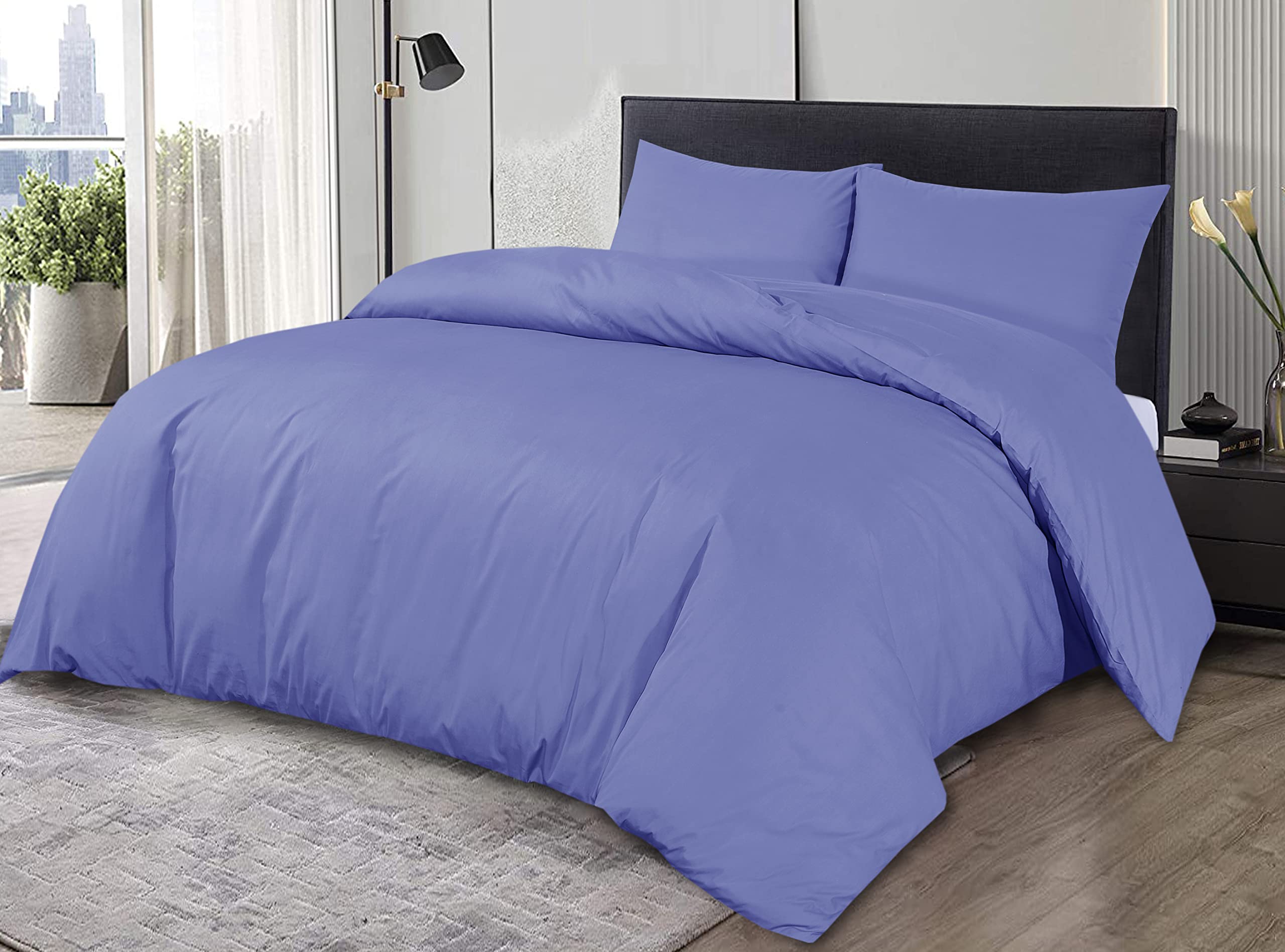 Sapphire Collection 100% Egyptian Cotton 200 Thread Count Duvet Cover With Pillow Case Bedding Set (Blue, King) — image 1