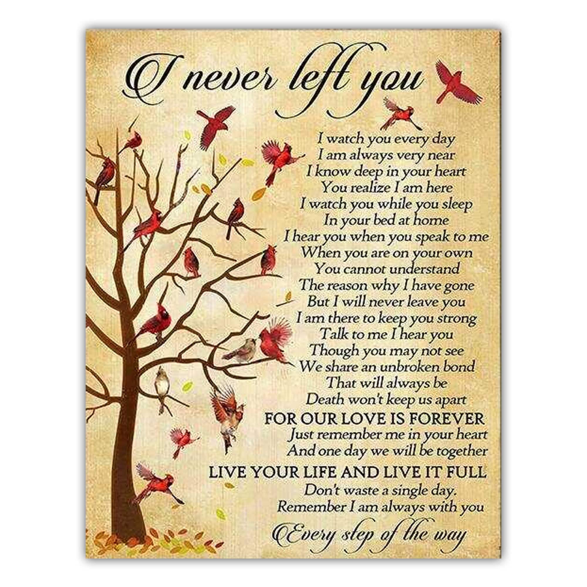 I Never Left You Cardinal Metal Tin Sign Wall Decor Retro Tin Sign Entryway Decor For Garage Man Cave Bar Kitchen Metal Tin Sign 8x12 Inch