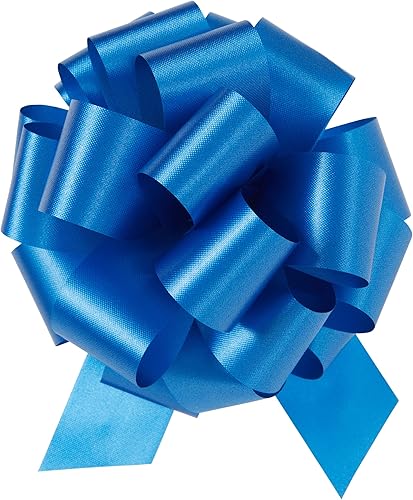 Berwick Offray The Perfect Bow Pull Ribbon, tamaño acabado de 5.5 pulgadas con 20 bucles, azul real, 50 piezas