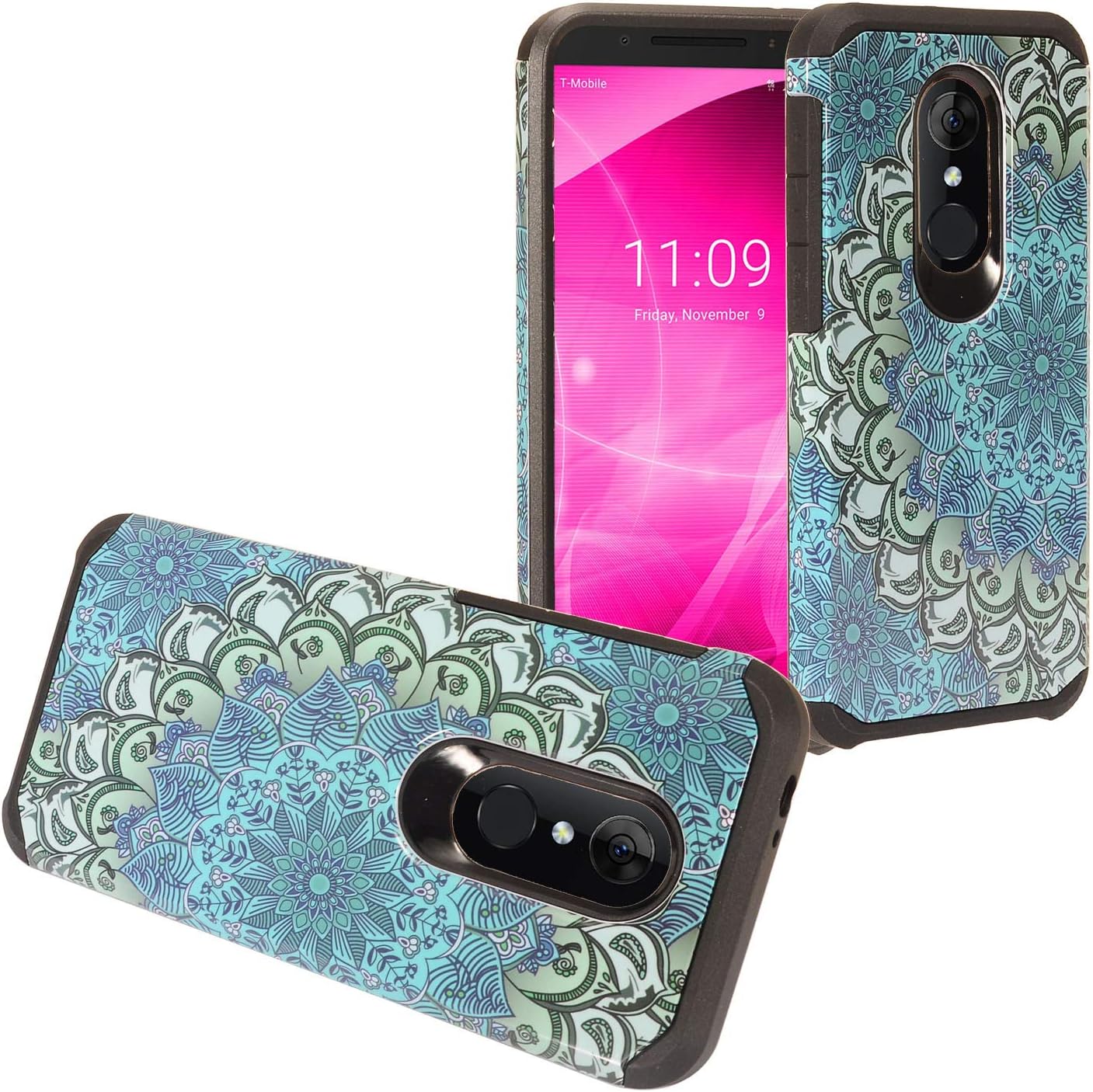 Z-GEN - Compatible with T-Mobile REVVL 2 (5.5") REVVL2 5052W - Hybrid Image Hard Case - AD1 Blue Flower