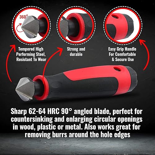 Miniatura 3 de AFA Tooling - Herramienta extensible de desbarbado de cuello y escariador manual avellanador con 15 cuchillas adicionales, funciona en resina, tubos