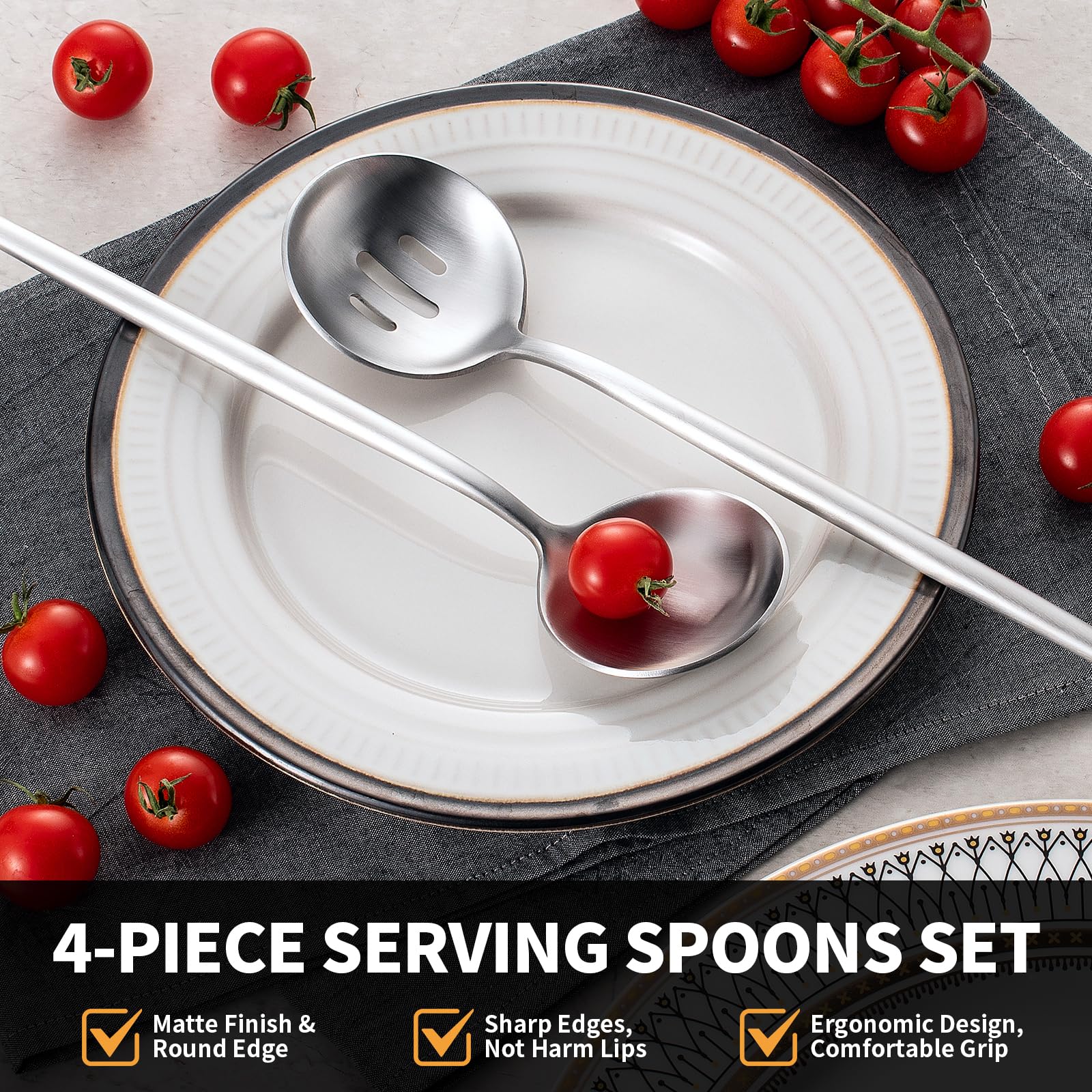 O.C.E. Stainless Steel Serving Spoons Set - 4 Piece -3