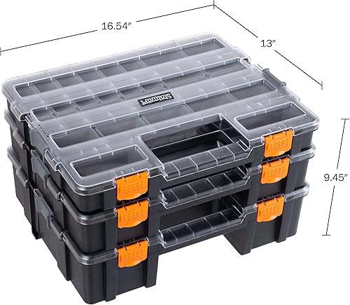 Miniatura 2 de Stalwart - Organizador de caja de herramientas, organizador portátil de piezas 3 en 1 con 52 compartimentos personalizables para almacenar hardware,