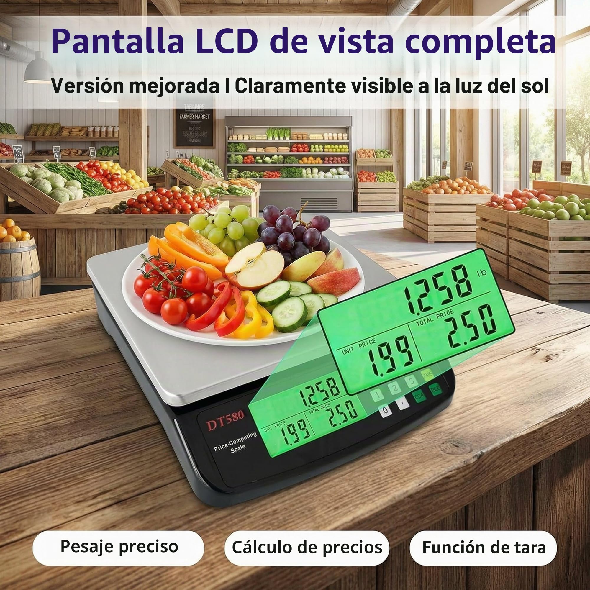 Báscula Digital Cocina 30kg Alimentos Comercial Conteo Tara | Báscula de alta precisión para panadería, carne y envíos con función tara, conteo y diseño resistente