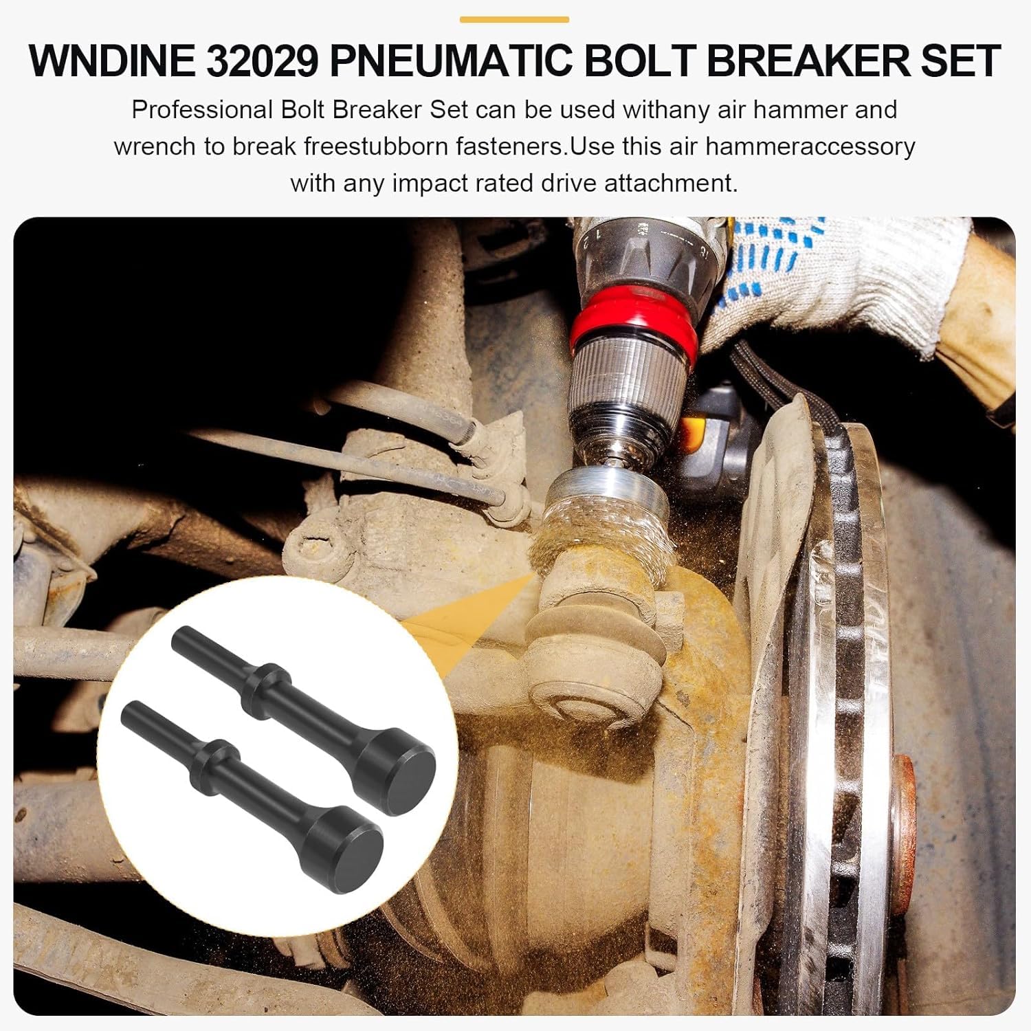 31982 Pneumatic Hammer 4" Smoothing Air Hammer Bits Shake 'n Break, Designed to be used with a wrench to help rotate and loosen seized fasteners (2 pack) — Amazon image 7
