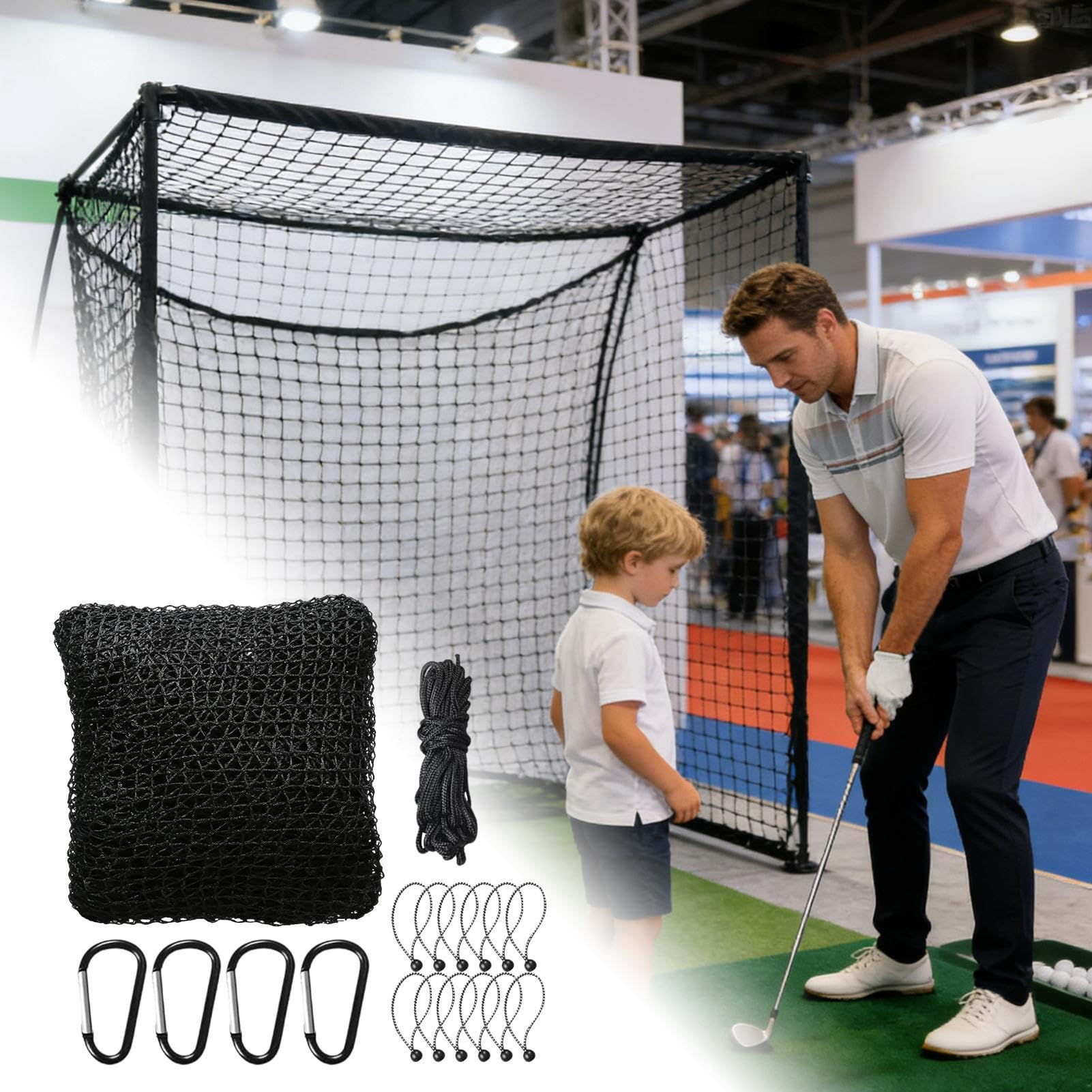 Rete da allenamento da golf, barriera anti-scheggiatura per palline, 300 x 305 cm, rete con ganci, accessorio sportivo robusto, attrezzatura per allenamento all'aperto e al chiuso, per baseball