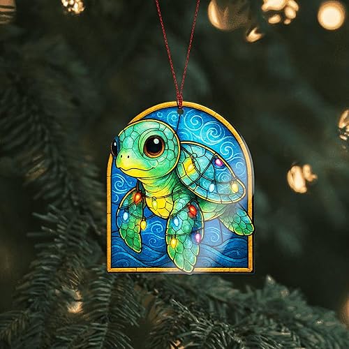 Miniatura 3 de Regalos de tortuga, orreño de tortuga marina, regalo para mujeres, regalo de playa, regalos costeros, adorno de Navidad 2025, efecto atrapasoles