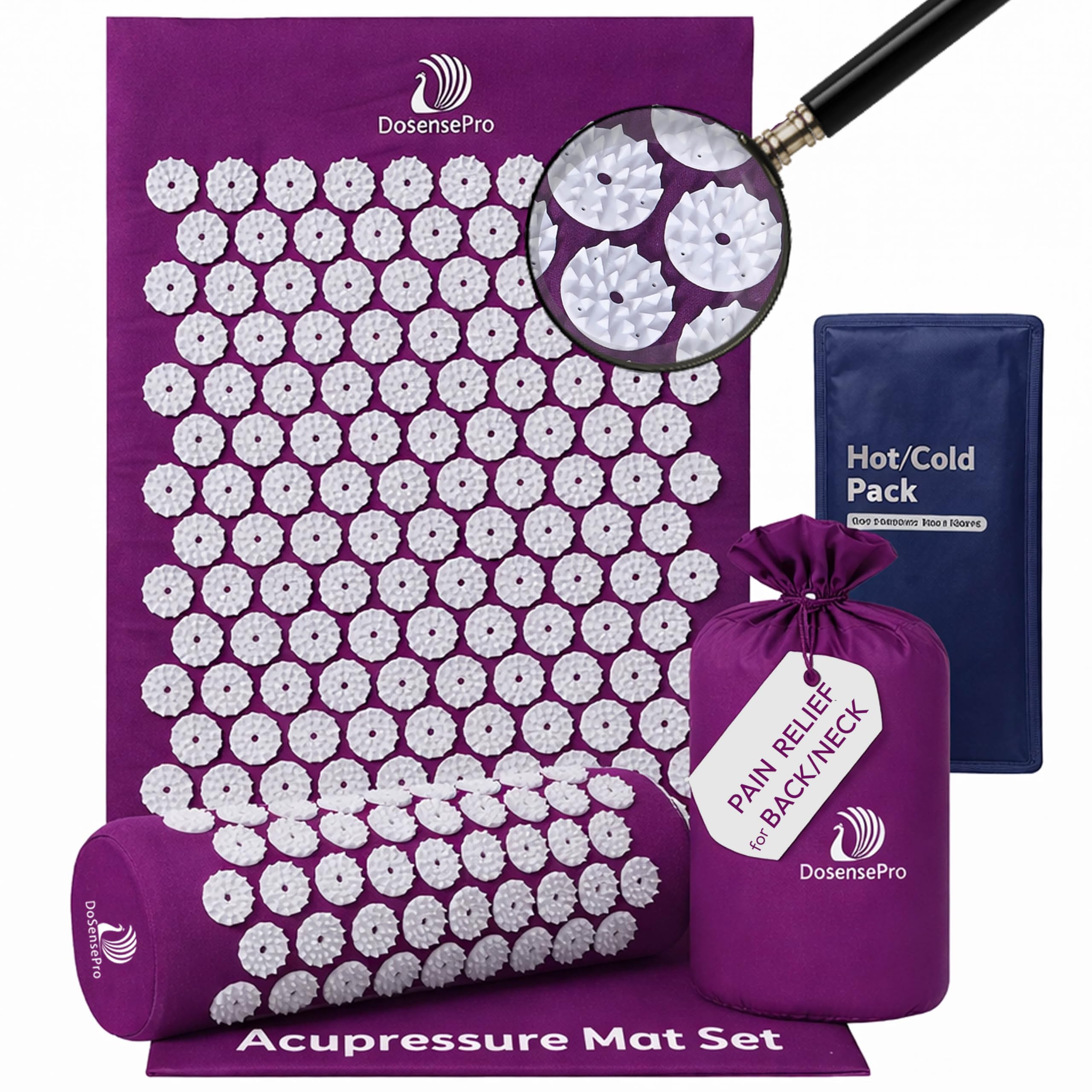 Acupressure Mat & Pillow Set - Acupressure Therapy for Back and Neck Pain Relief, Sciatica, and Pressure Point Aches, Ideal Acupuncture Mat for Sleeping Aid & Recovery (Purple)