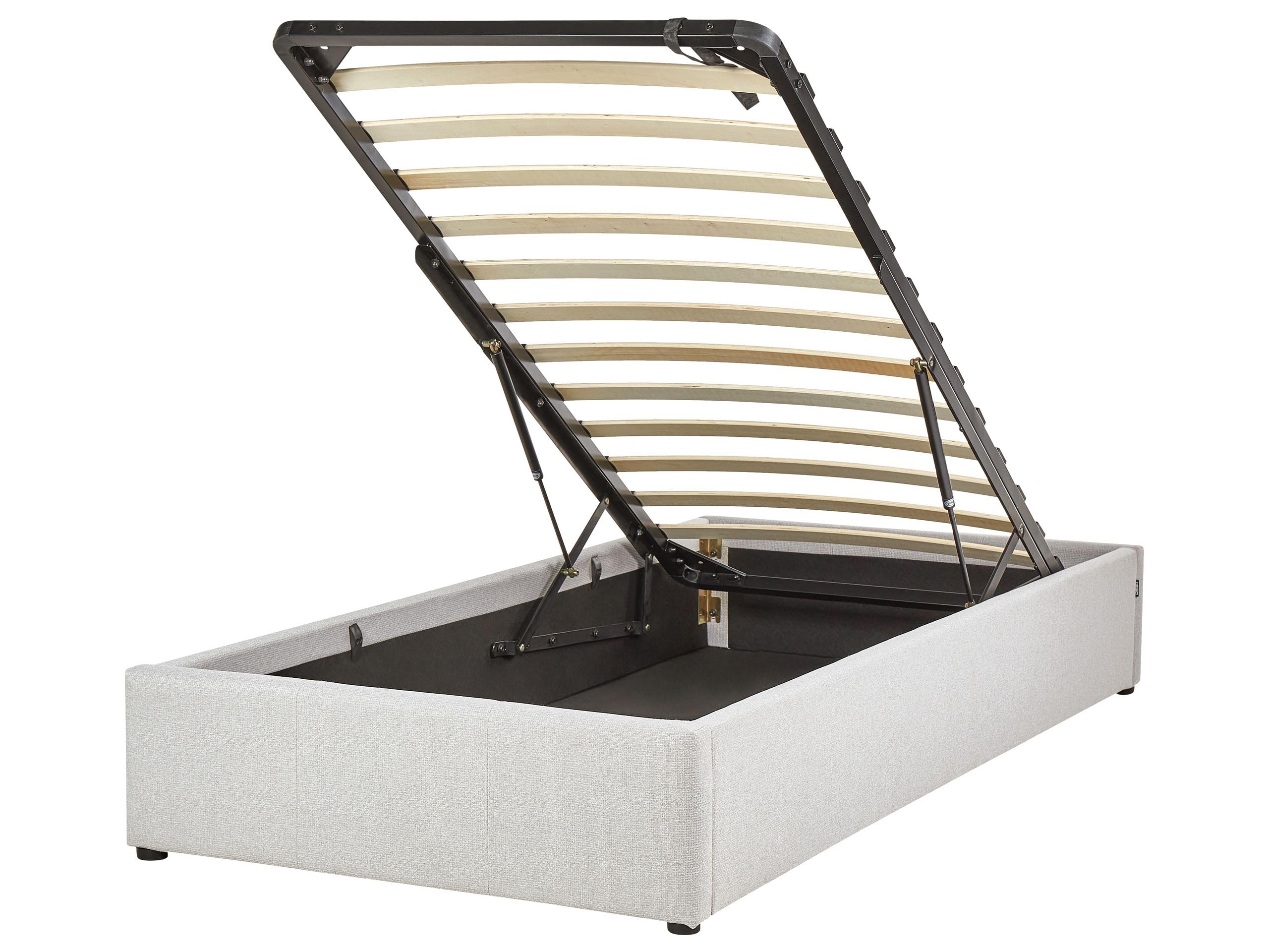 Letto singolo con contenitore in tessuto grigio chiaro 90 x 200 cm