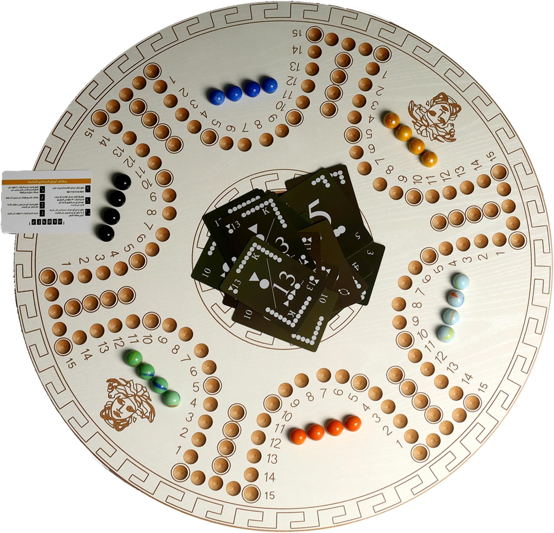 Jackaroo Board Game – 4 Player / 6 Player Dual-Sided, White Texture Board, Plastic Cards (2 Decks), 24 Marbles