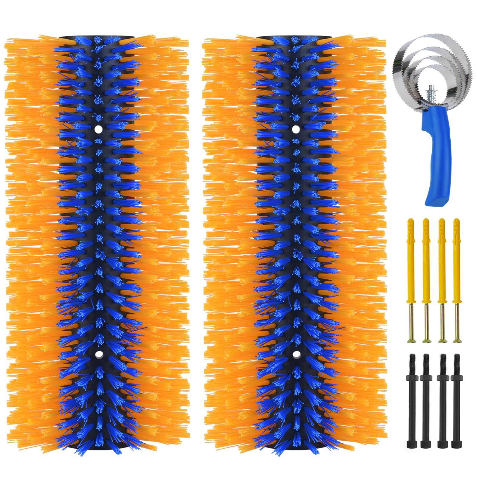 TERPUP 2PCS Livestock Scratching Brush, Horse Grooming Brush Kit With Stainless Steel Curry Comb, Durable Massage Scratch Brushes for Goats Cow Donkey Horse Sheep