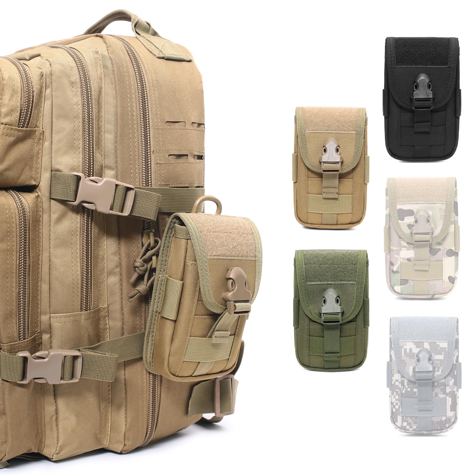 TRIWONDER Torba na telefon Molle Etui na telefon Taktyczna torba Molle Torba na pasek Pakiet bezpieczeństwa EDC Zestaw akcesoriów zewnętrznych