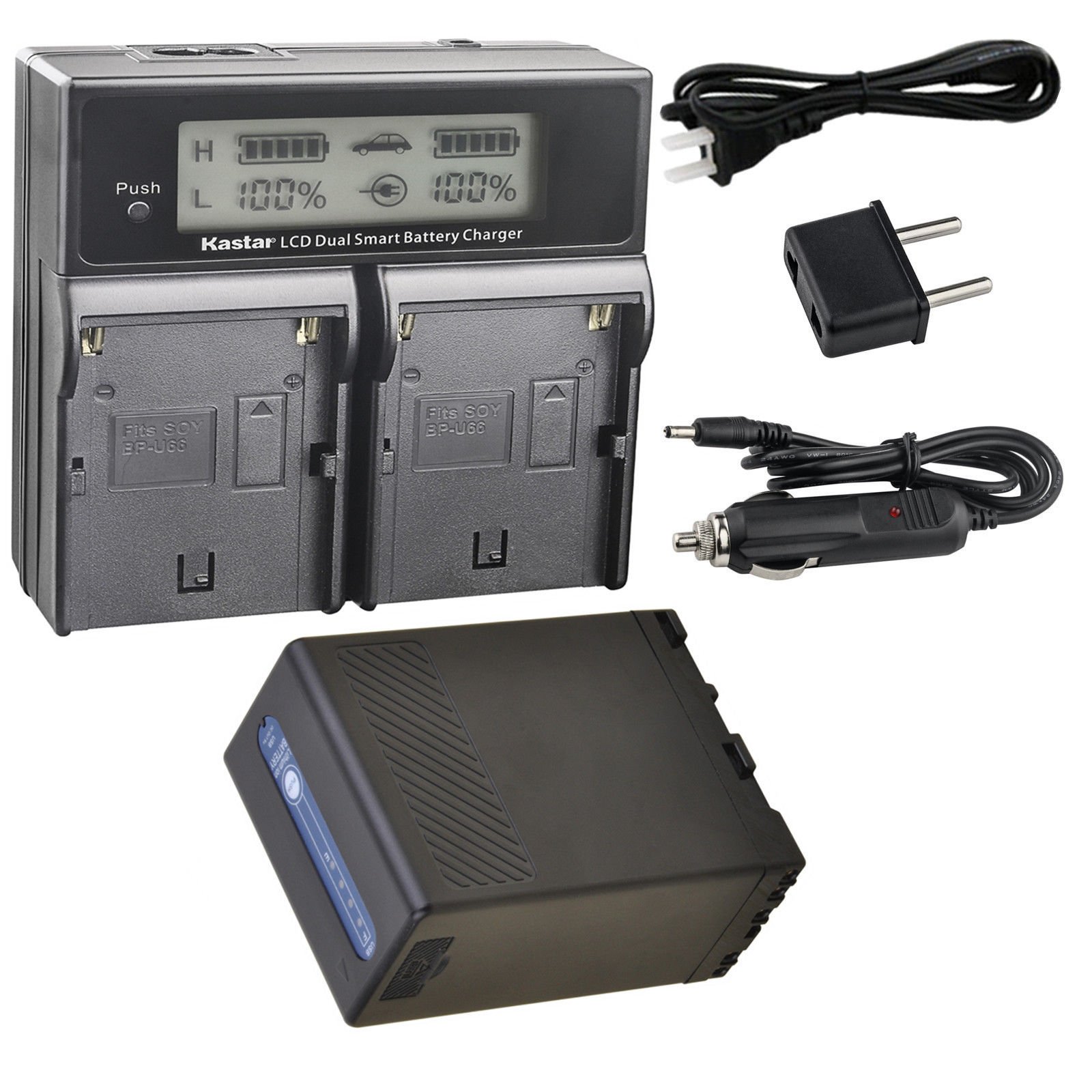 Kastar Battery 1 Pack and LCD Dual Fast Charger for Sony BP-U65 BP-U68 BC-U1 BC-U2 Sony PMW-160 PMW-