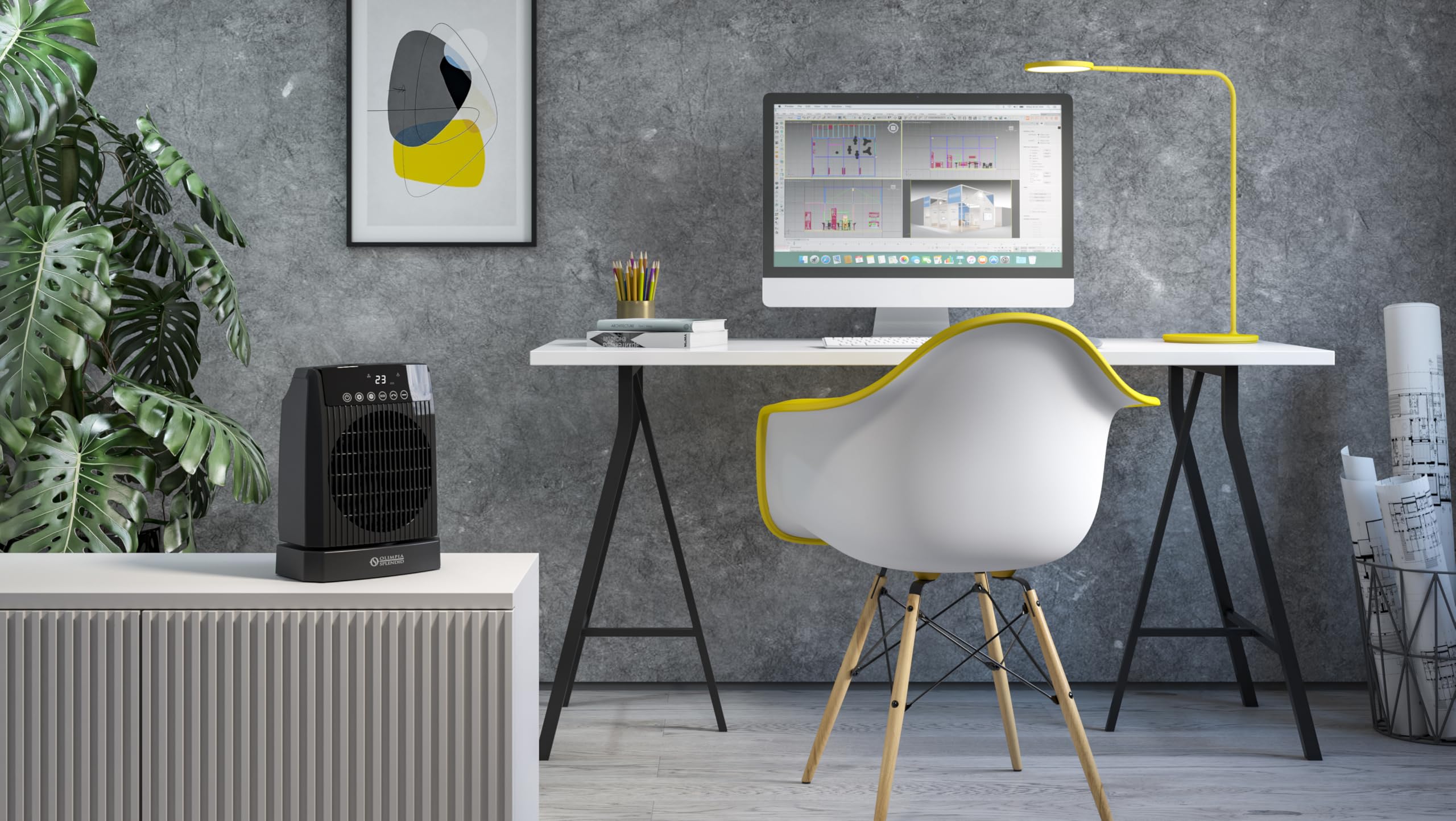 Olimpia Splendid, Caldo Soul, radiateur ventilateur avec puissance jusqu'à 2000W, chauffage, protection IP21, anti-basculement, Eco Mode pour réduire la consommation d'énergie et écran tactile