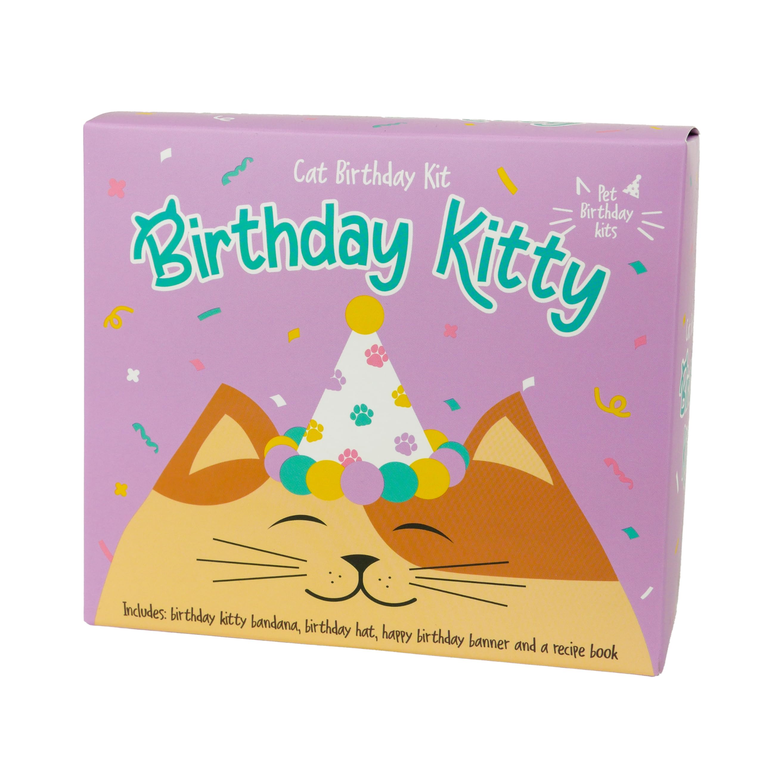 Gift Republic Birthday Kitty - Cat Birthday Kit - Kitten Birthday Banner, Bandana, Hat + Cat Treat Recipe Booklet
