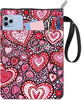 CRASPIRE Funda de Libro con Forma de Corazón Color Rosa Funda Protectora para Libros Y2K Funda de Tela Lavable con Cremallera Y Bolsillo Adicional para Amantes de los Libros Regalos para Compañeros