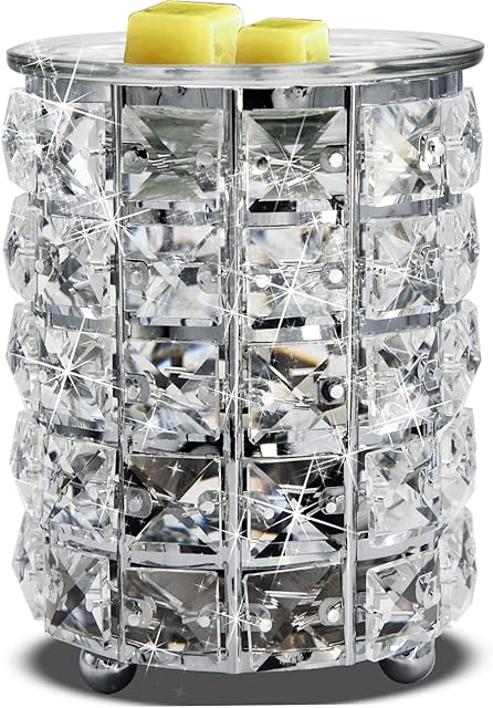 Wrought Iron Crystal Wax Melt Warmer Electric Oil Wax Melt Burner For Home, Kitchen, Living Room, Bedroom, SPA (Silver)
