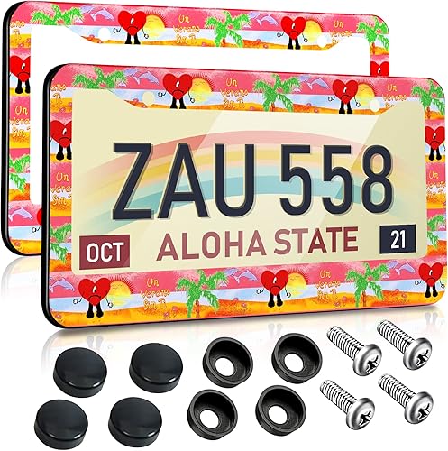 Akkya Marcos para placa de matrícula, paquete de 2 unidades para mujeres y hombres, cubierta de soporte de placa de automóvil, cubierta de placa de
