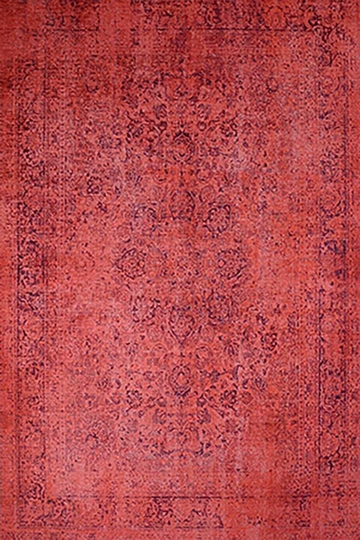 Pelangi Kırmızı Vintage Desenli Yıkanabilir Kaymaz Taban Leke Tutmaz Modern Salon Halısı Ve Yolluk, Kırmızı 80 x 500, 135832880500728