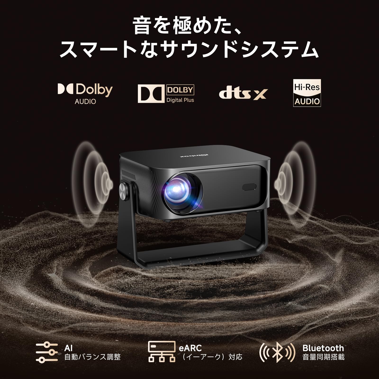Amazon.co.jp: 【2026革新360°回転可能】iSinbox プロジェクター 家庭