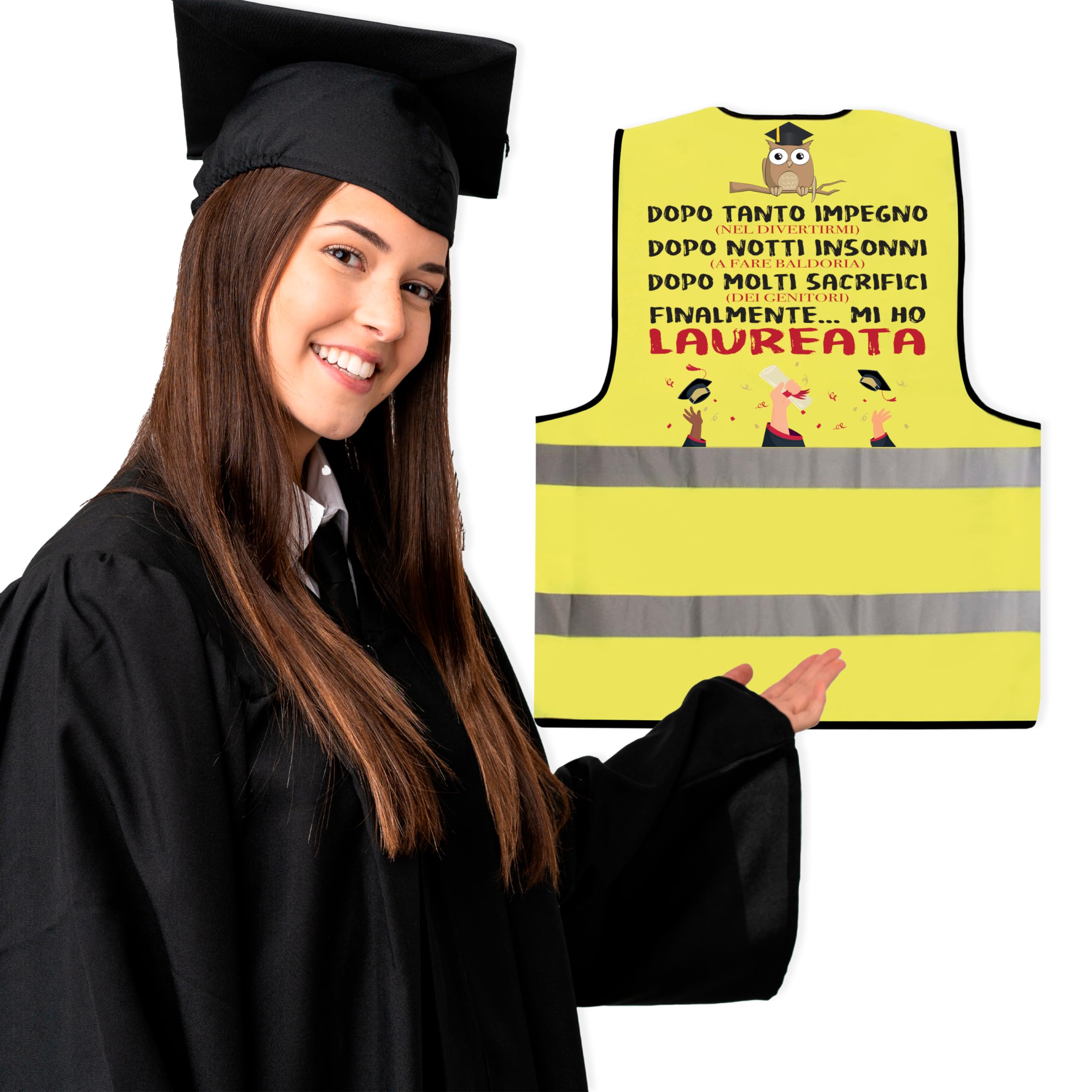 Gilet Laureata Divertente – Idea Regalo Laurea Donna Originale – Regali Travestimento Gadget Scherzi per la Laurea Ragazza Originali