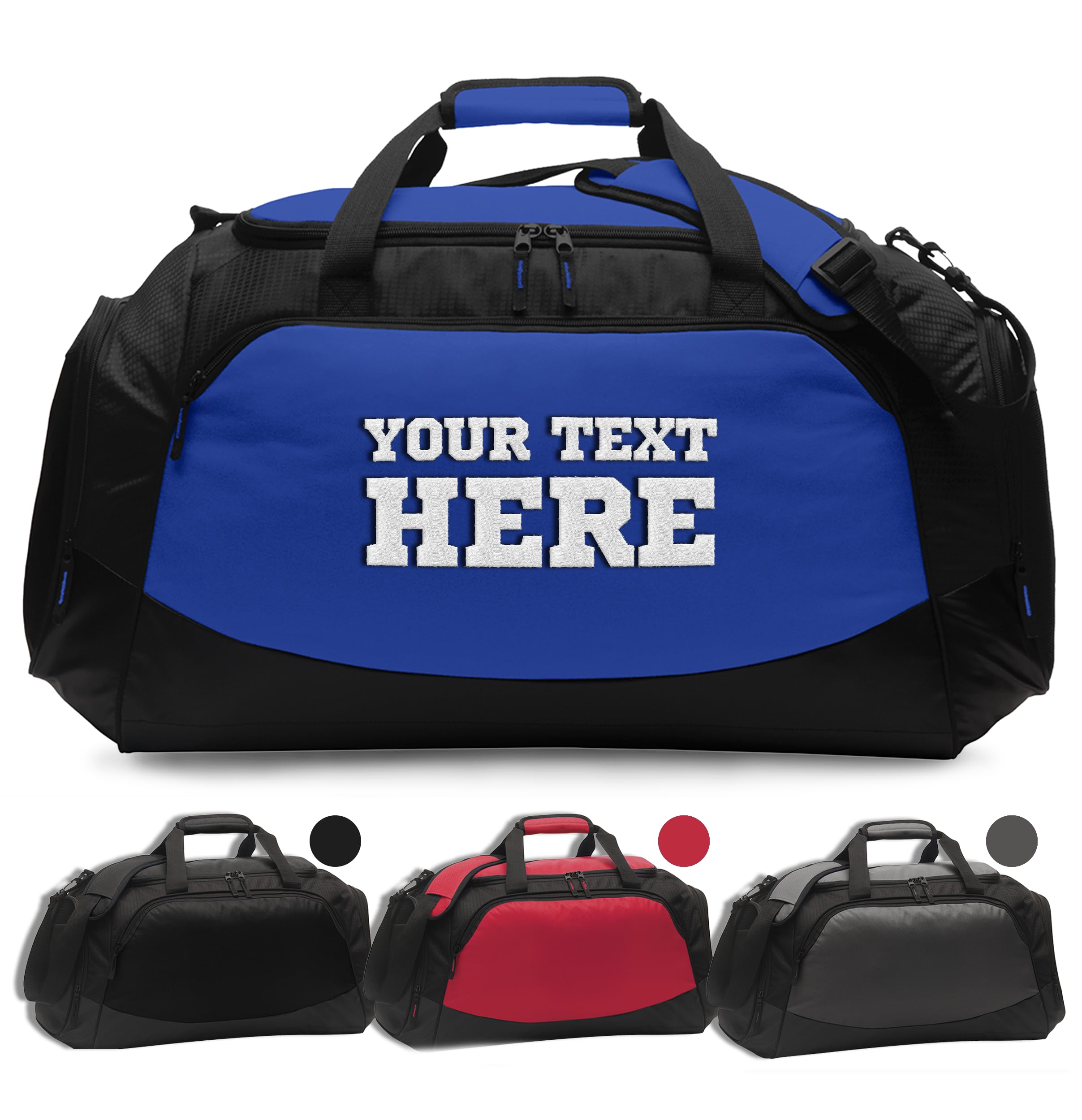 Custom Sport Duffel Bags, Add Your Embroidered Text & Logo, Personalized Weekender Bag for Gym, Overnight, Travel for Men Women