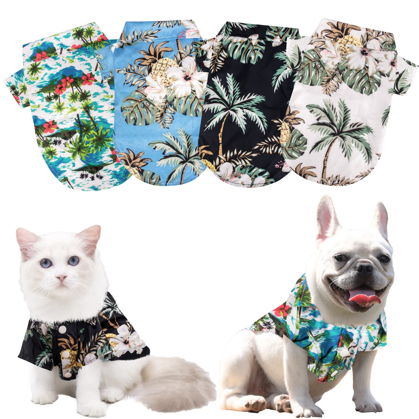 Ropa Para Gato Paquete De Camisas Hawaianas Para Perro, Ropa