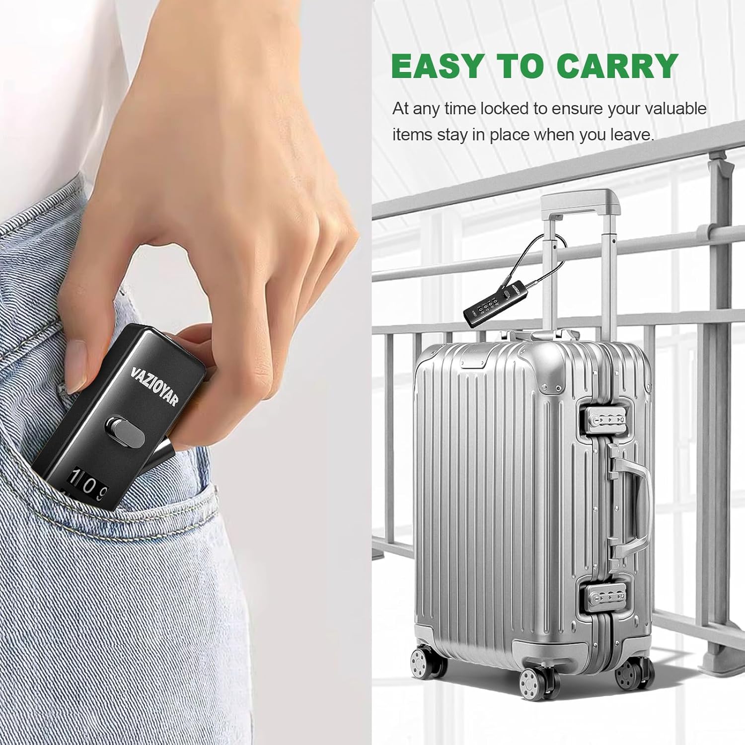 Cable Locks with Combination,Bicycle Lock, Suitcases Lock,Comes with 3 Different Lengths of Cables, Reconfigurable 4-Digit Password Lock,Zinc Alloy Reinforced Lock Body (Black)