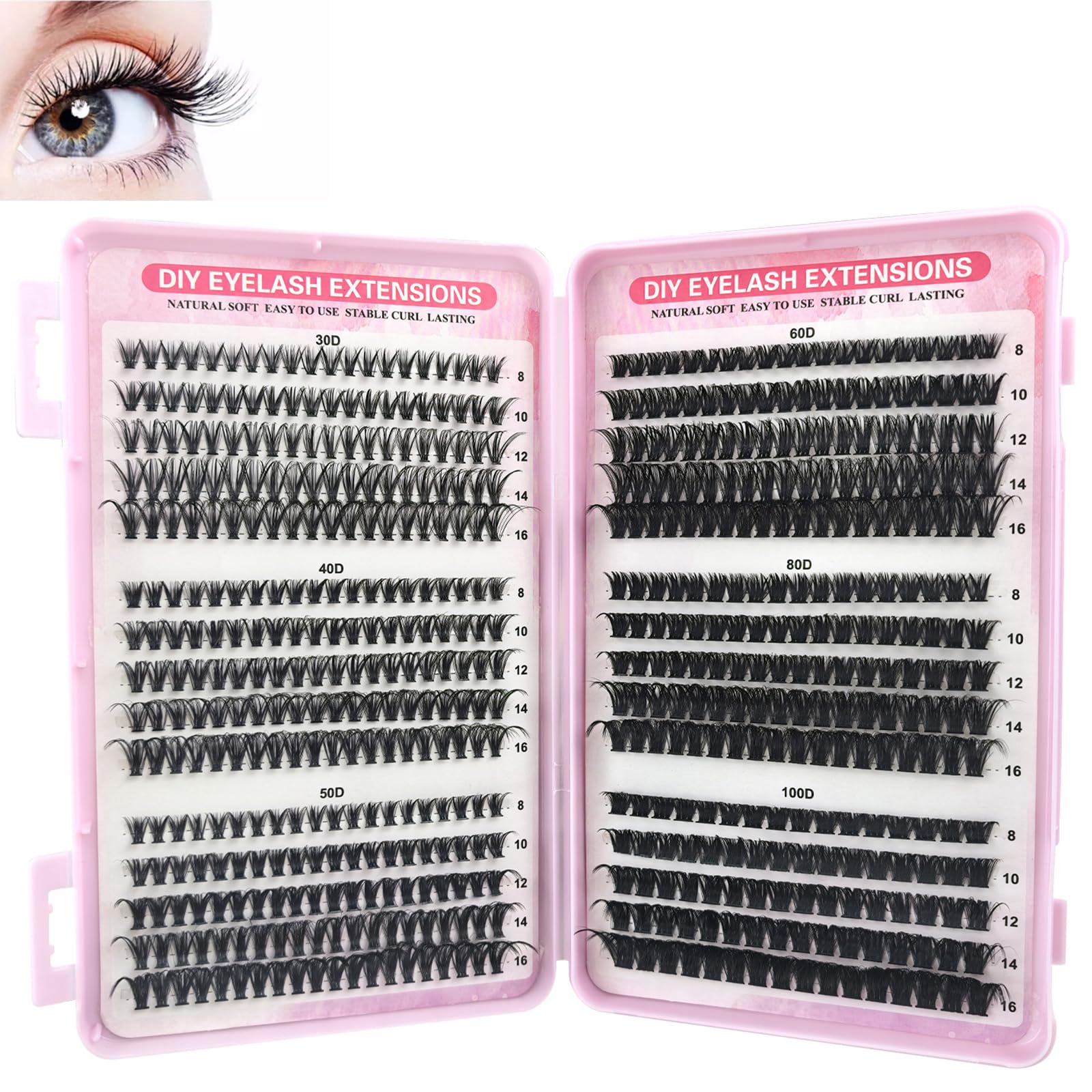 570 Pieces Cluster Lashes, Individual Fluffy Eyelashes