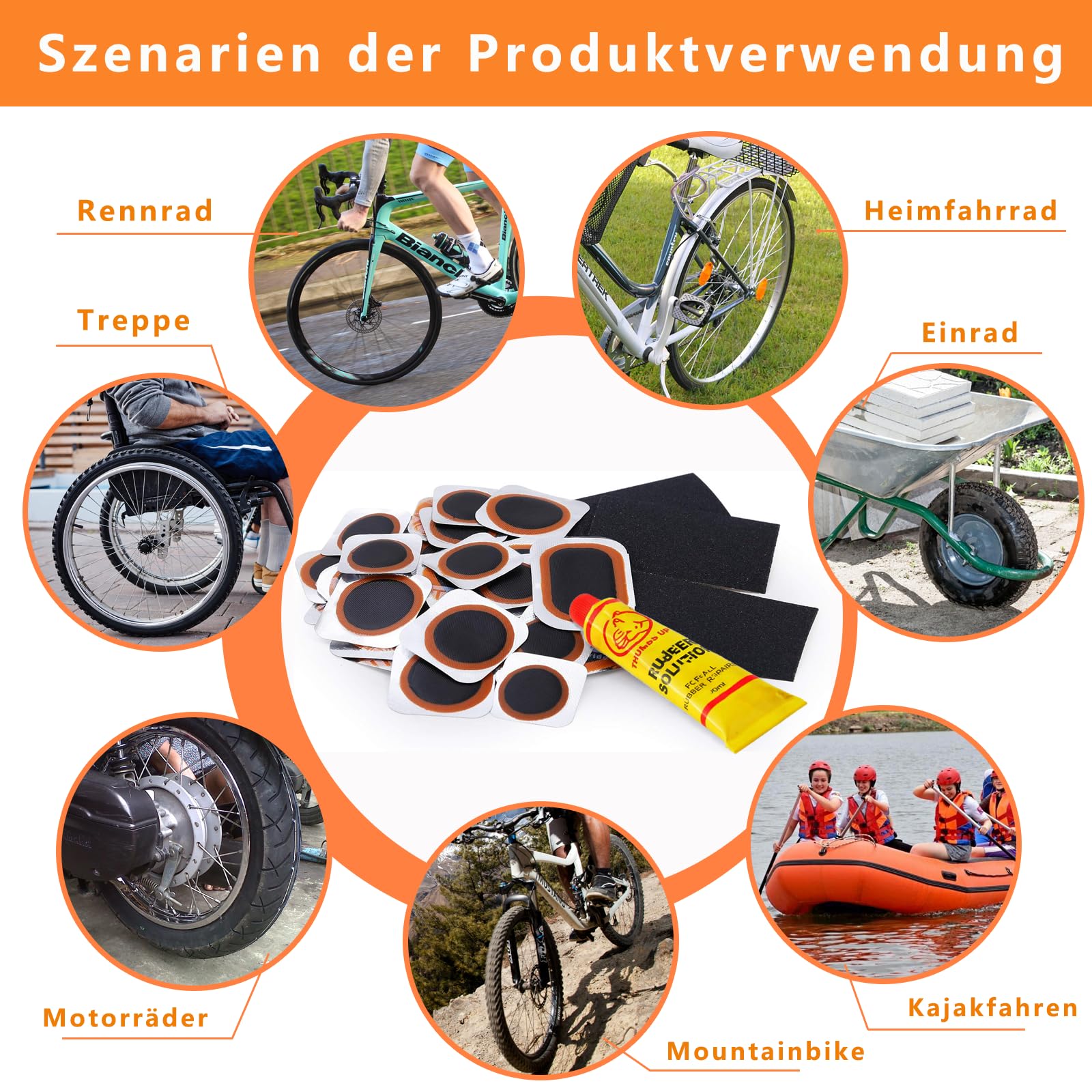 Kit De Réparation Crevaison Vélo 44-56 Pièces AONAT - Rustines, Colle, Outils, Pour Pneus Route, VTT, Chambres à Air