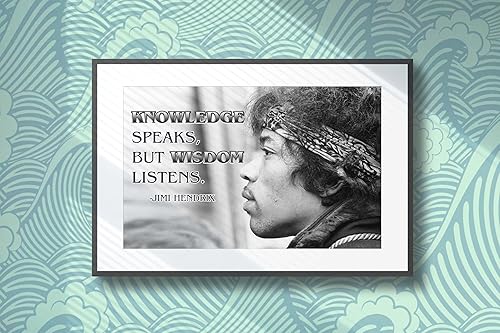 Miniatura 8 de Jimi Hendrix - Póster con cita de texto en inglés Black History Months Póster de arte de pared con citas musicales Cool Woodstock 1969 Decoraciones