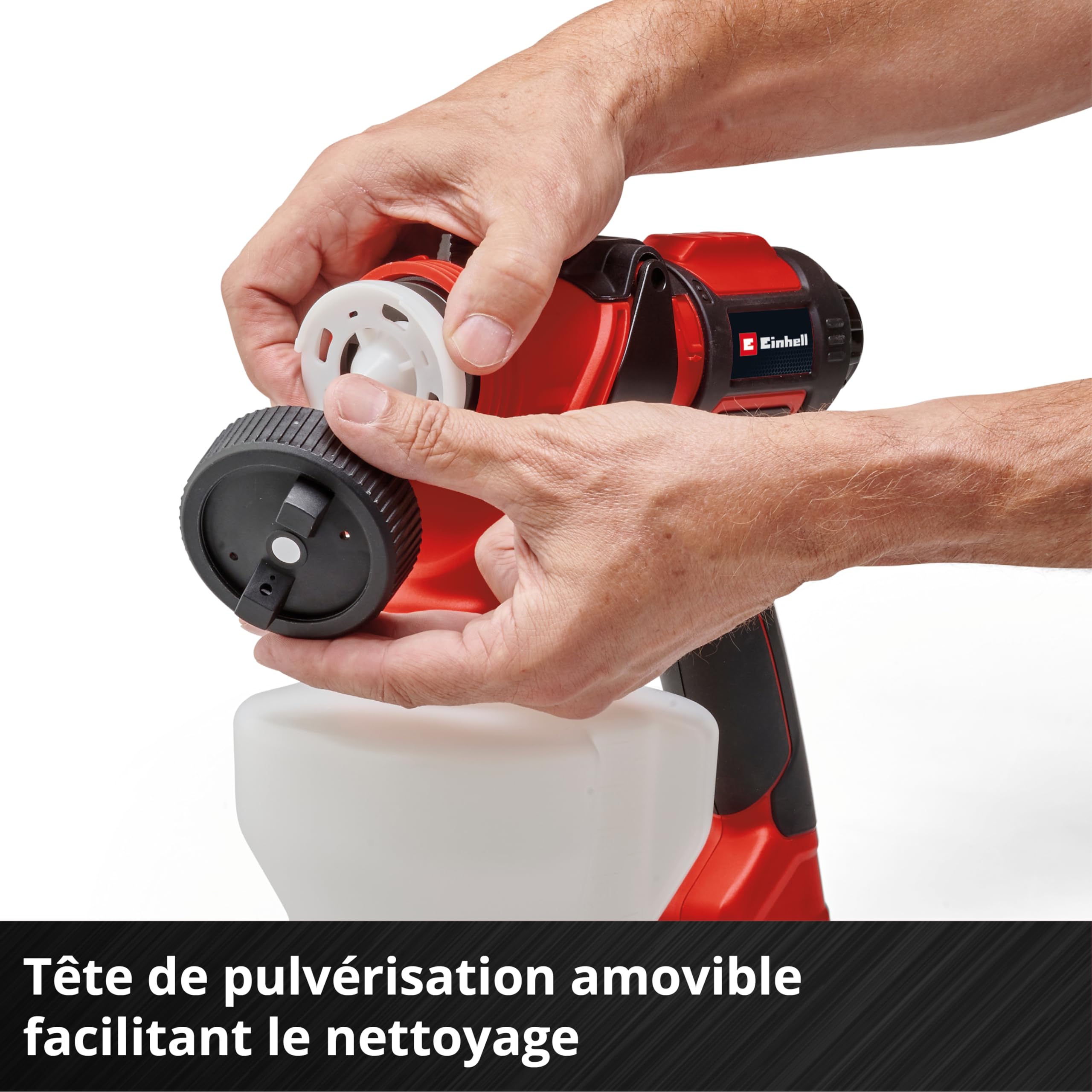 Einhell Pulvérisateur de peinture sans fil TE-SY 18/90 Li-Solo Power X-Change (18V, débit 1 000 ml/min, réservoir 1 200 ml, débit d’air/quantité de peinture réglables, avec accessoires, sans batterie)