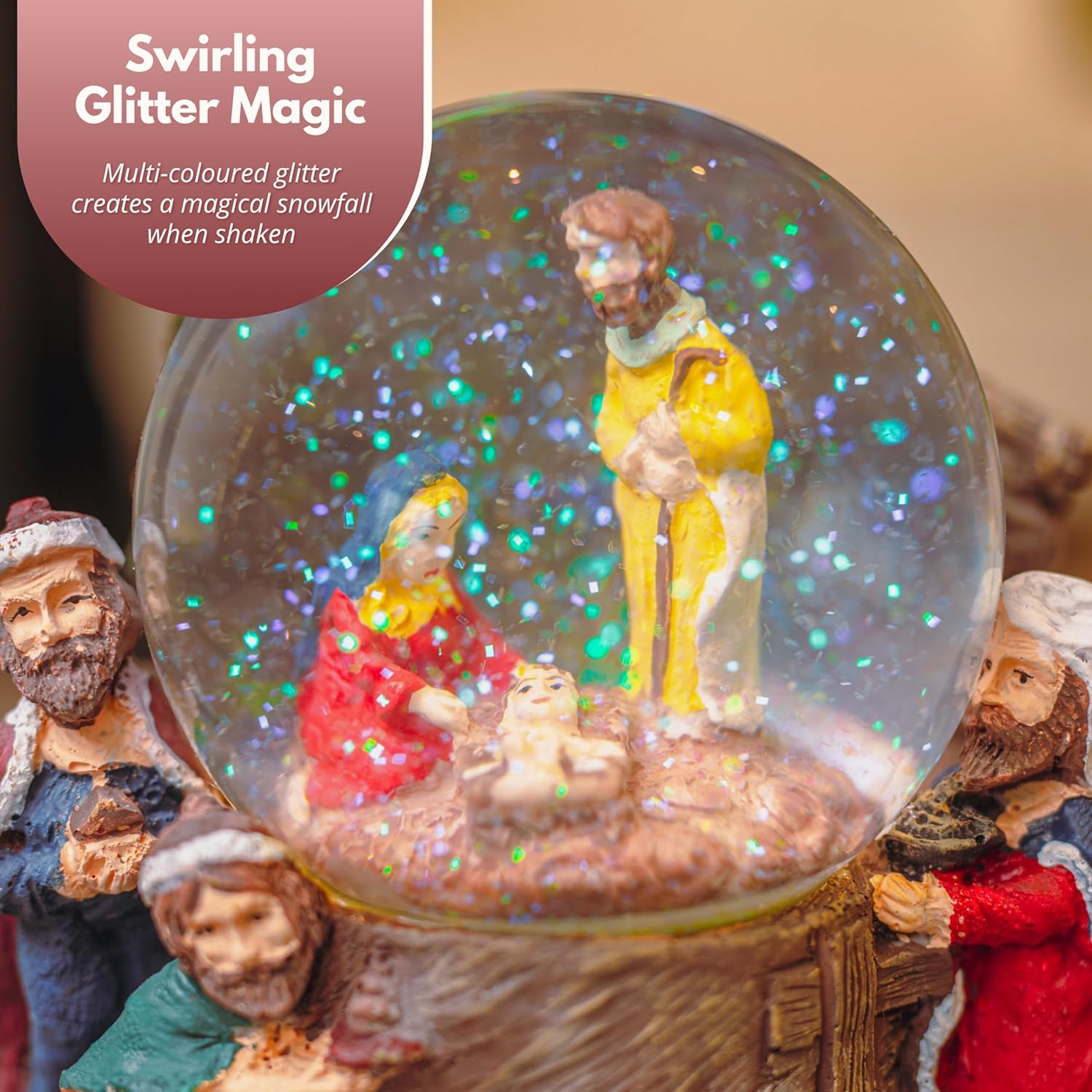 Marco Paul Christmas Decorations - Christmas Ornaments with Light Up Nativity Scene - Festive Home Decor Snow Globe, Perfect Christmas House Decorations, Ideal Snow Globes for Children